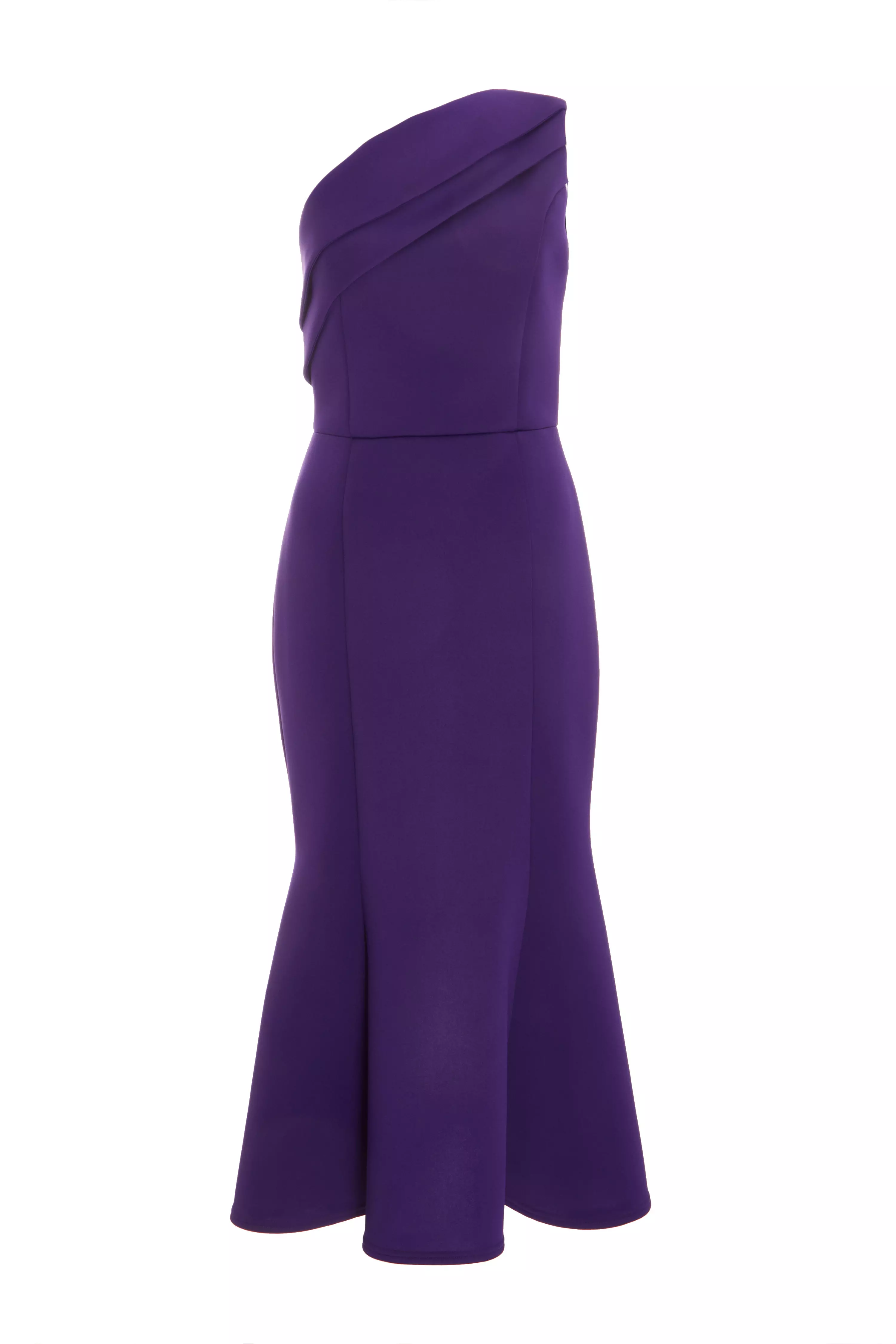 Purple One Shoulder Peplum Midi Dress