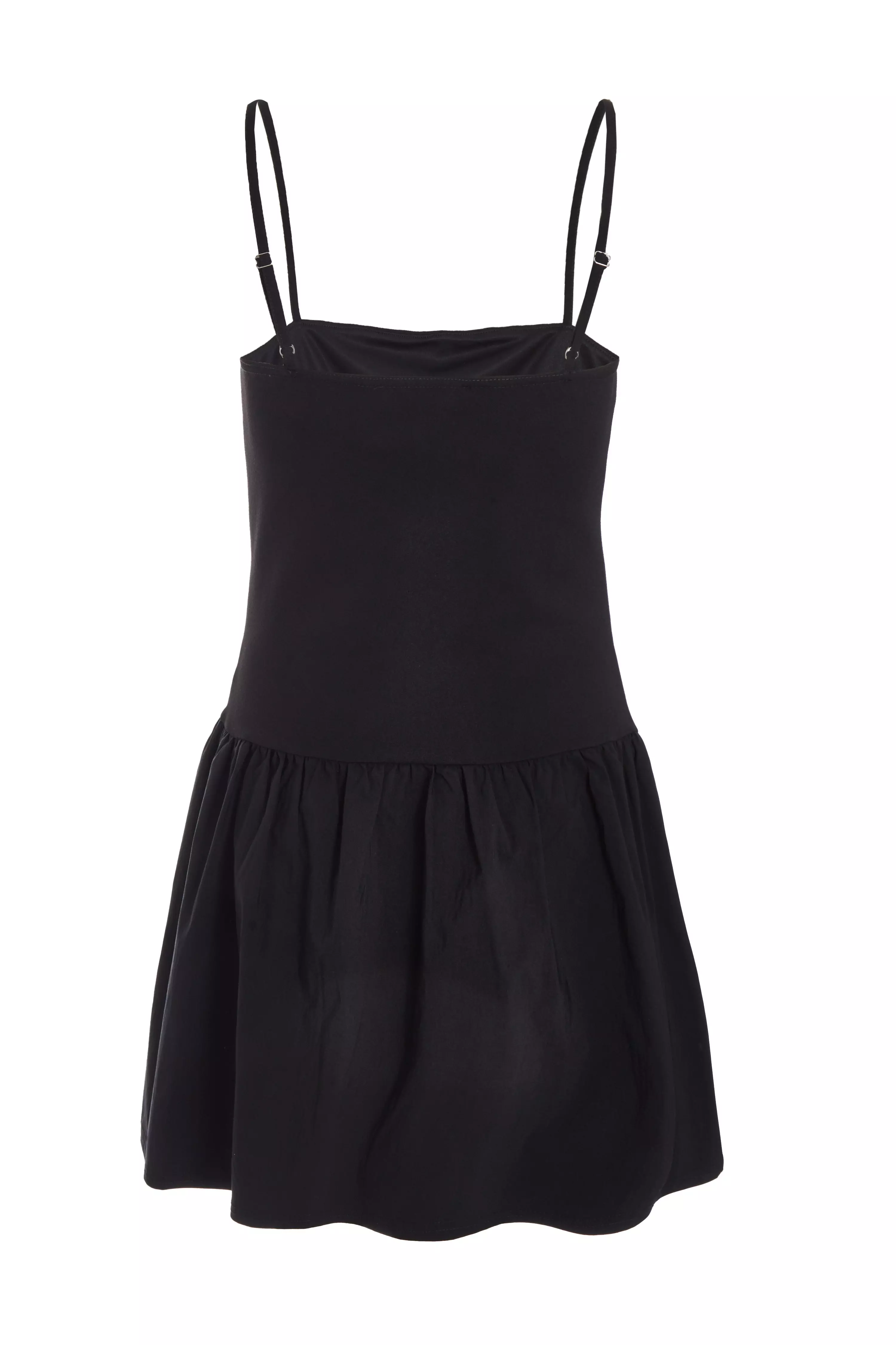 Black Strappy Puff Ball Skater Dress