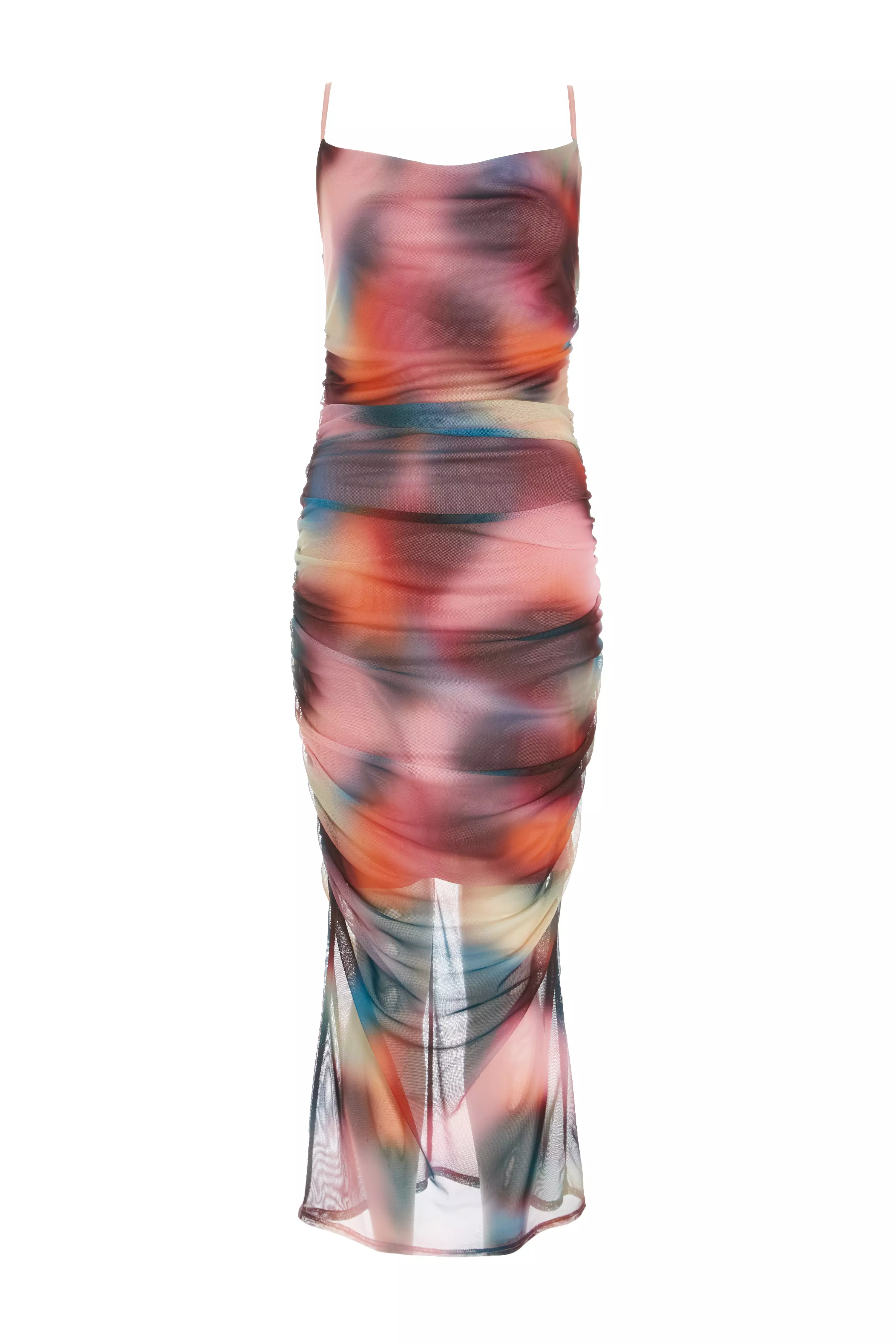  Multicolour Ombre Mesh Midaxi Dress