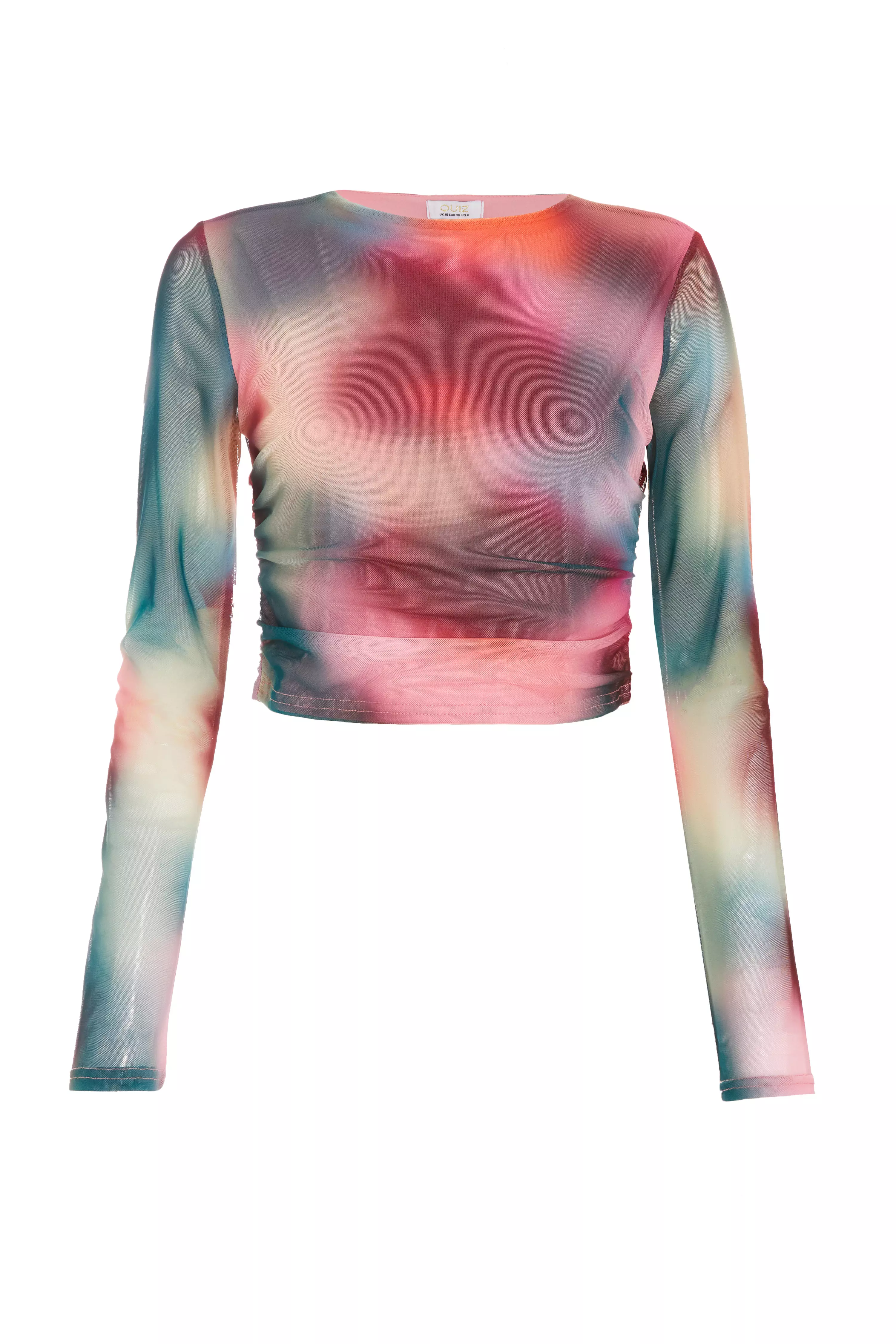 Multicoloured Ombre Mesh Crop top