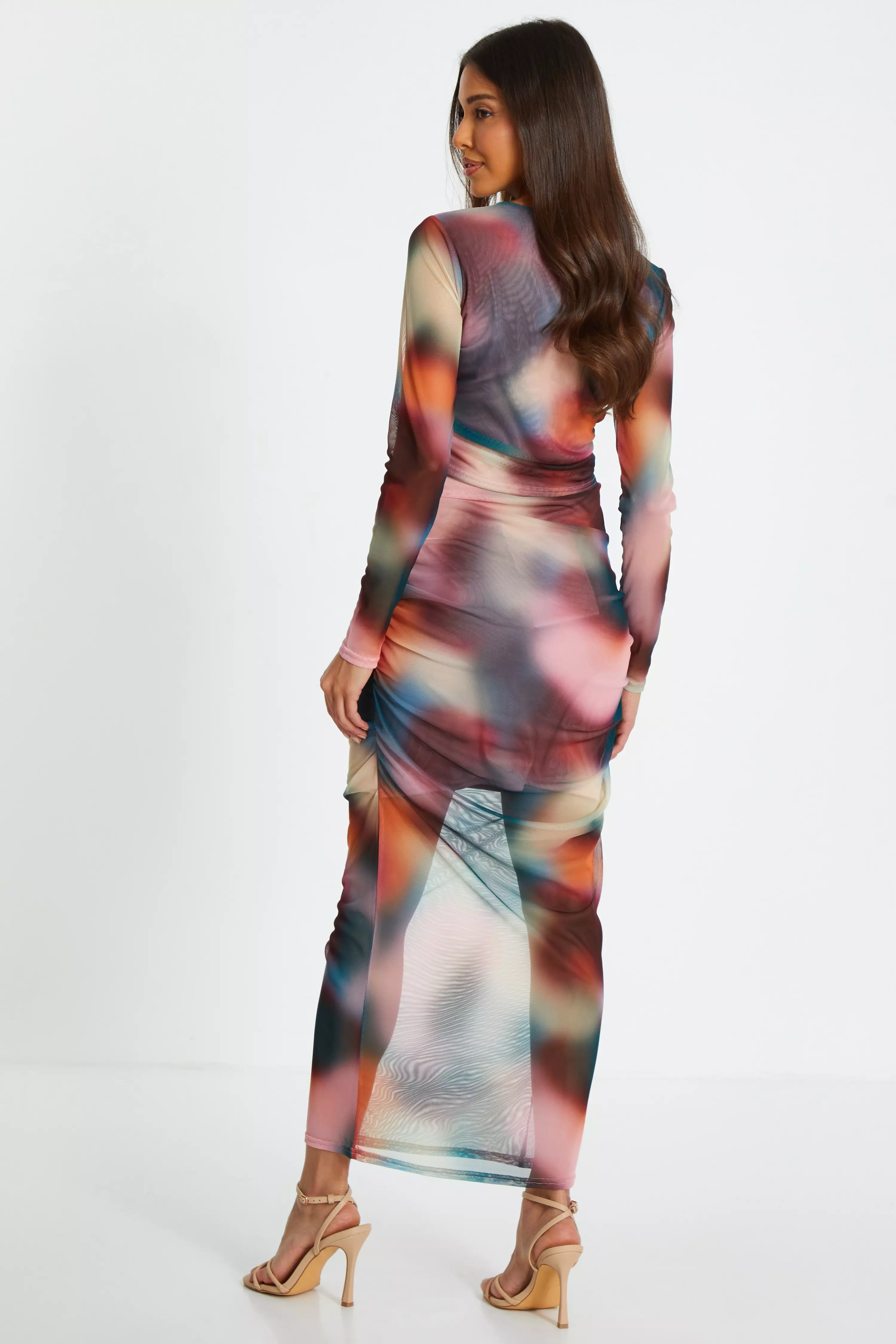 Multicoloured Ombre Mesh Midaxi Skirt