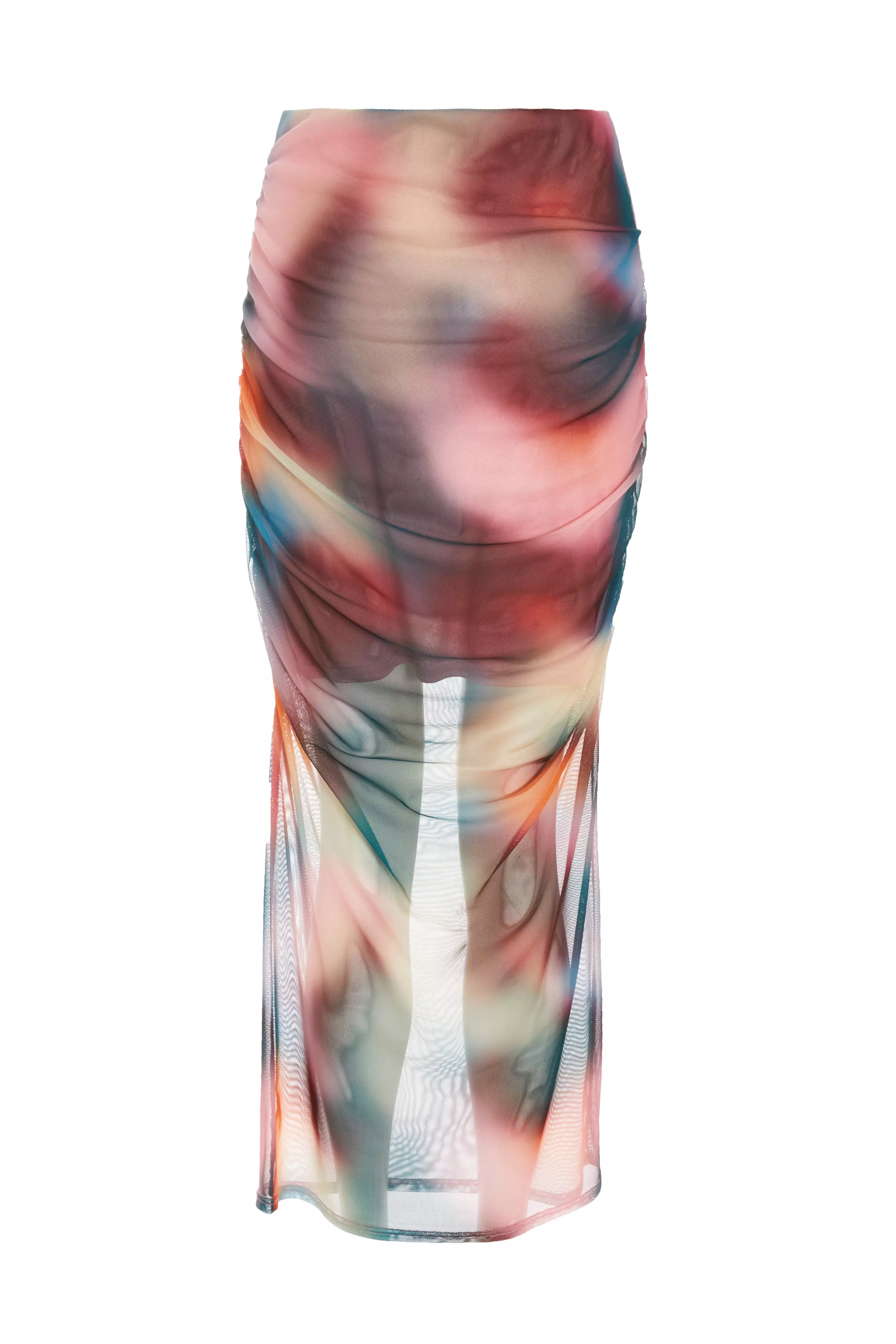 Multicoloured Ombre Mesh Midaxi Skirt