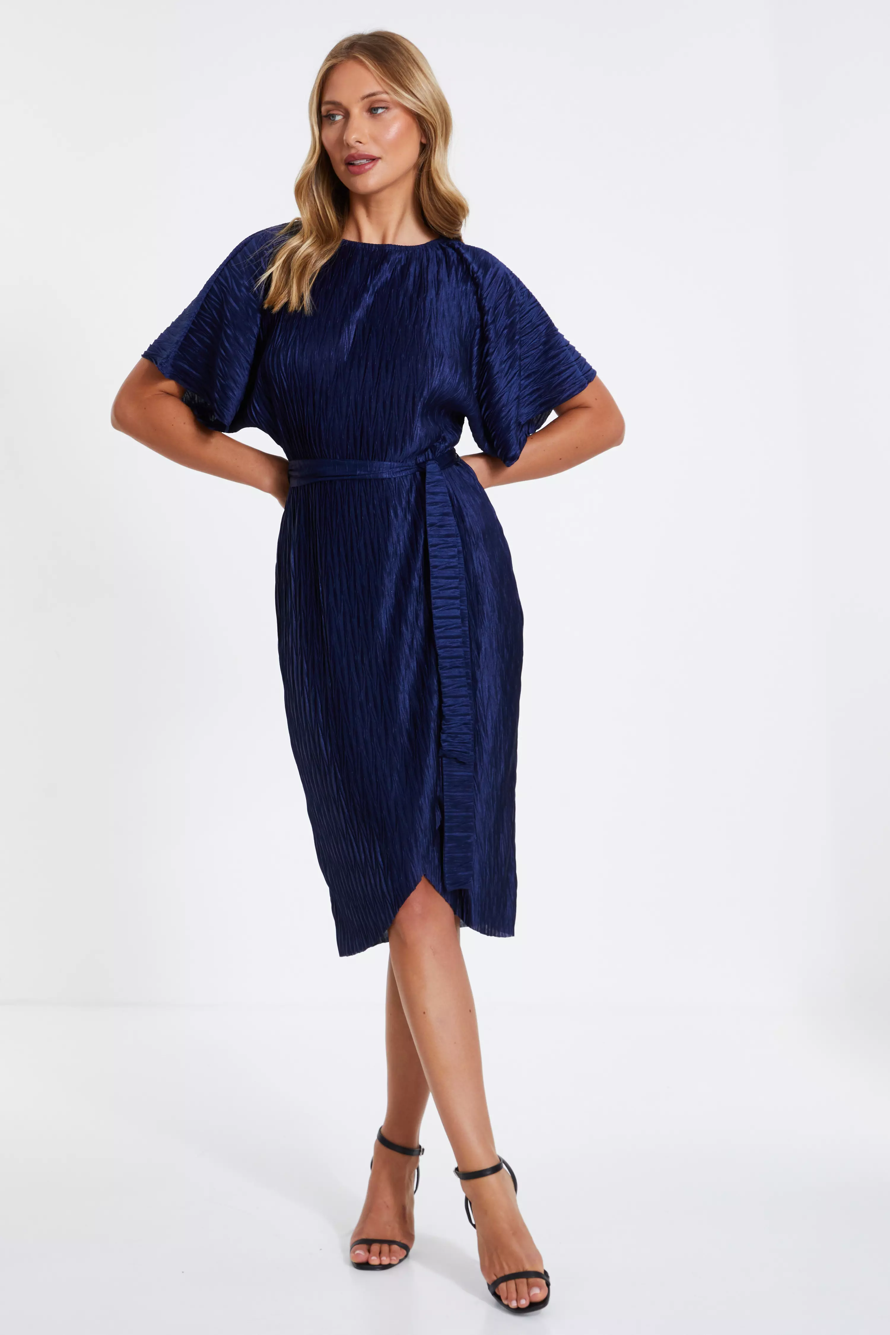 Navy Batwing Midi Dress