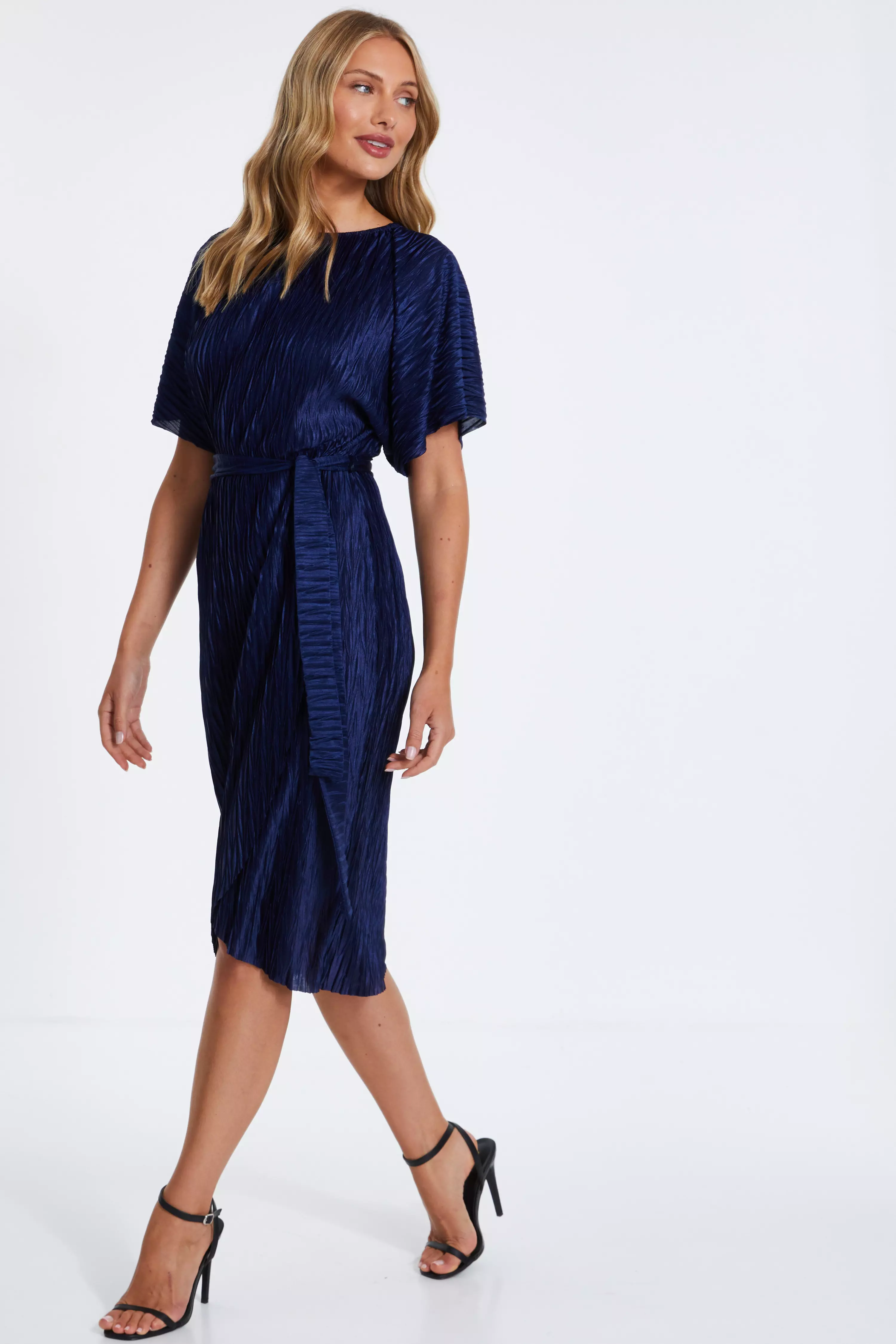 Navy Batwing Midi Dress