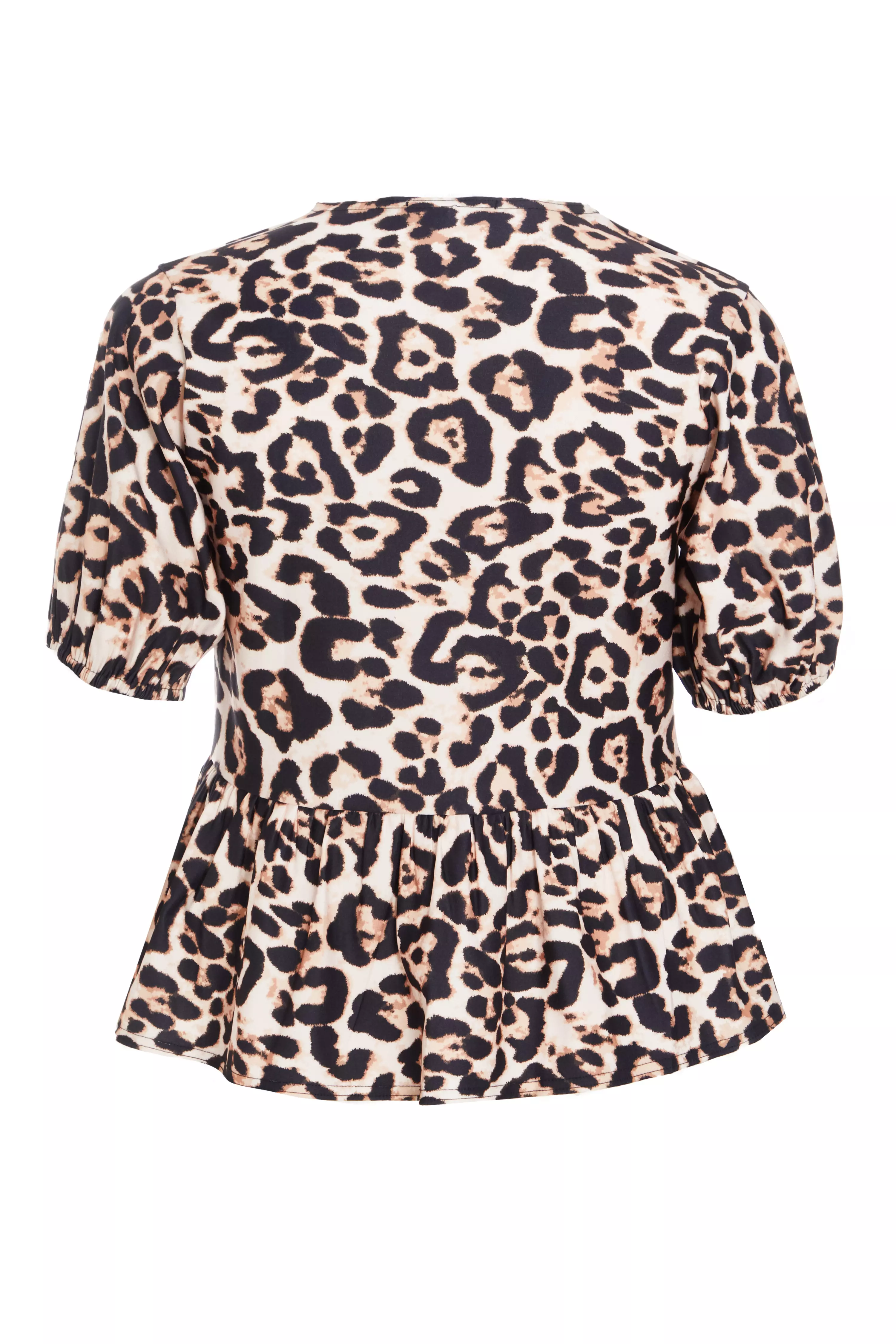 Curve Brown Leopard Print Tie Top