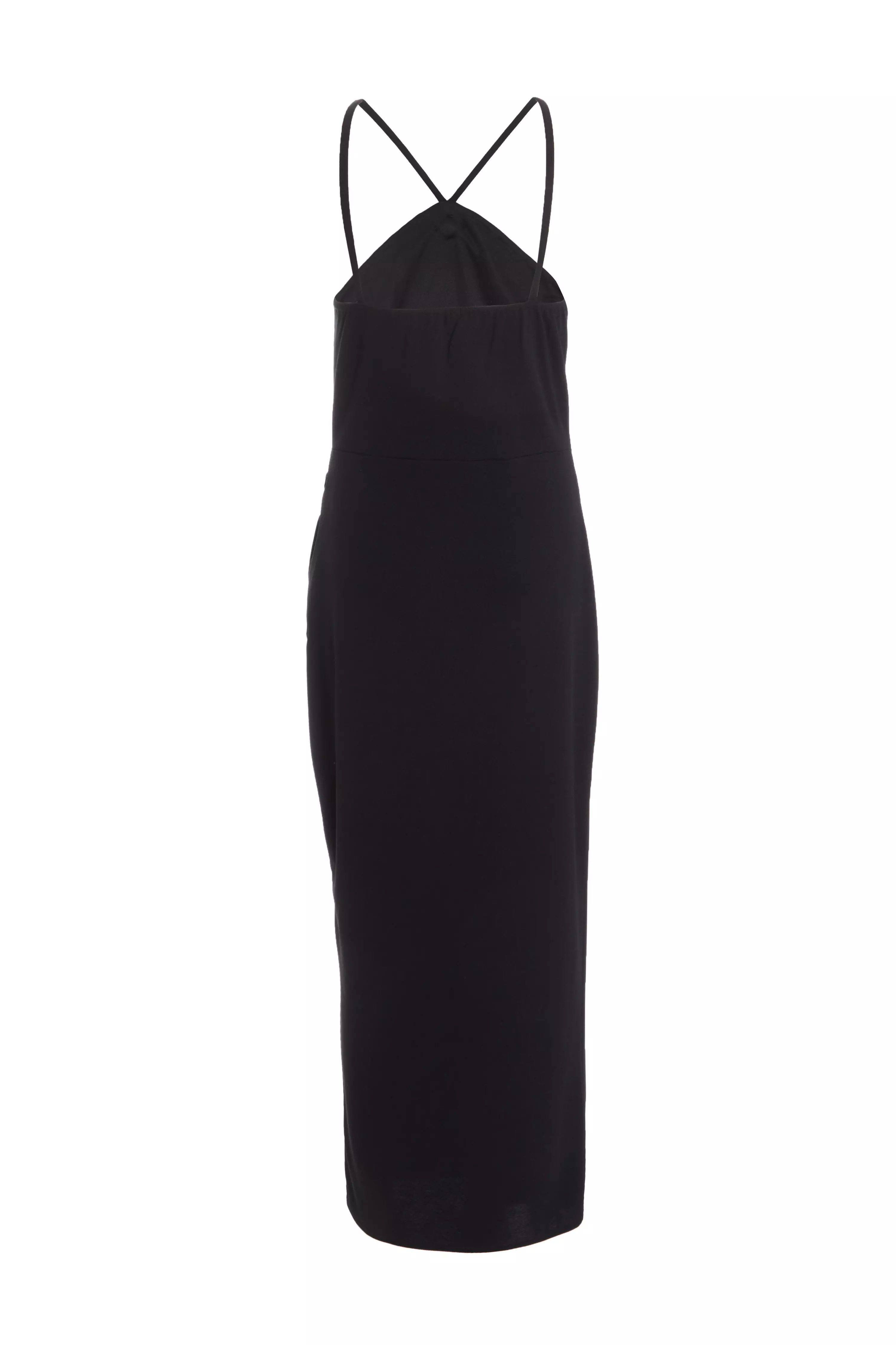 Black Diamante Corsage Midi Dress