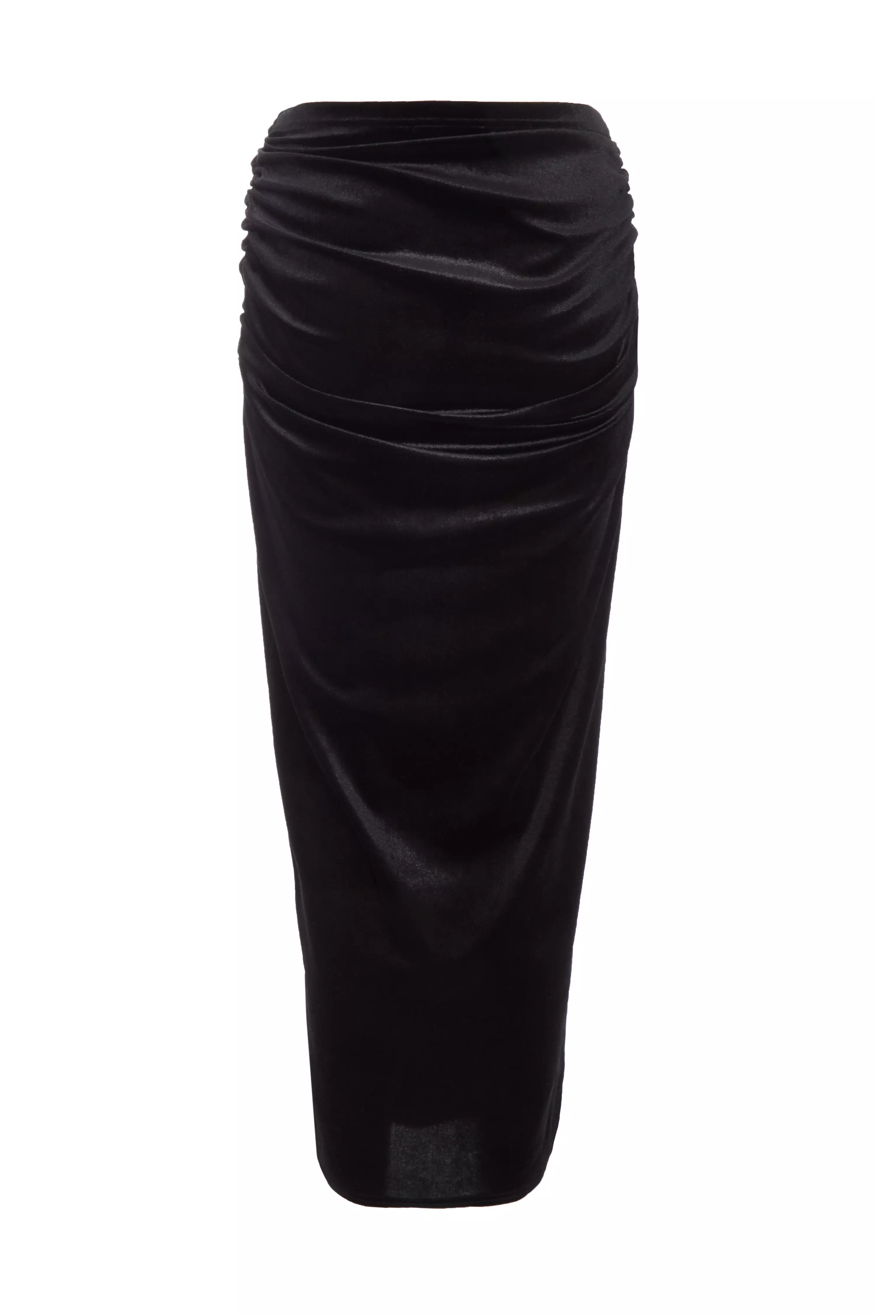 Black Velvet Corsage Maxi Skirt