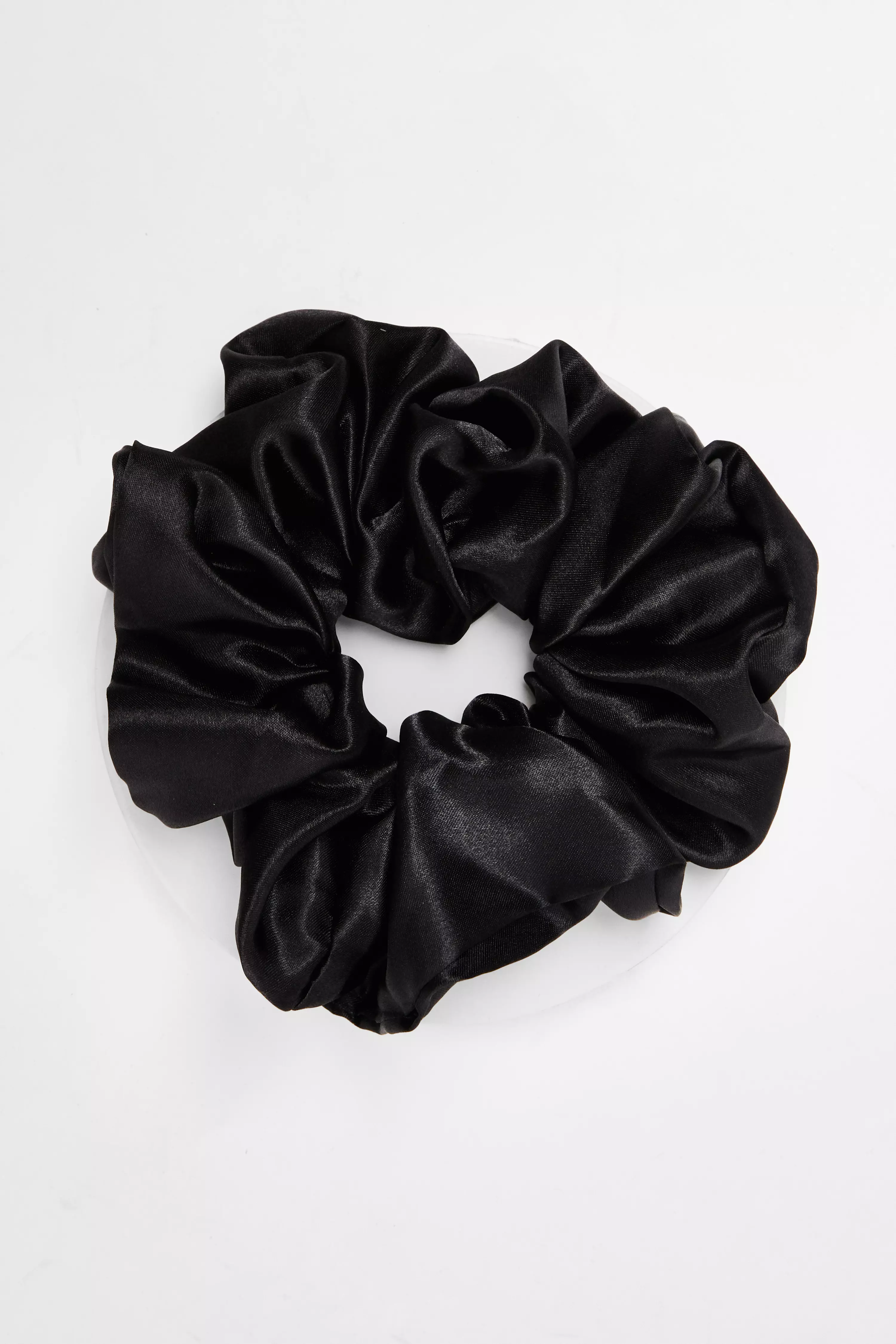 Large Black Satin Scrunchie