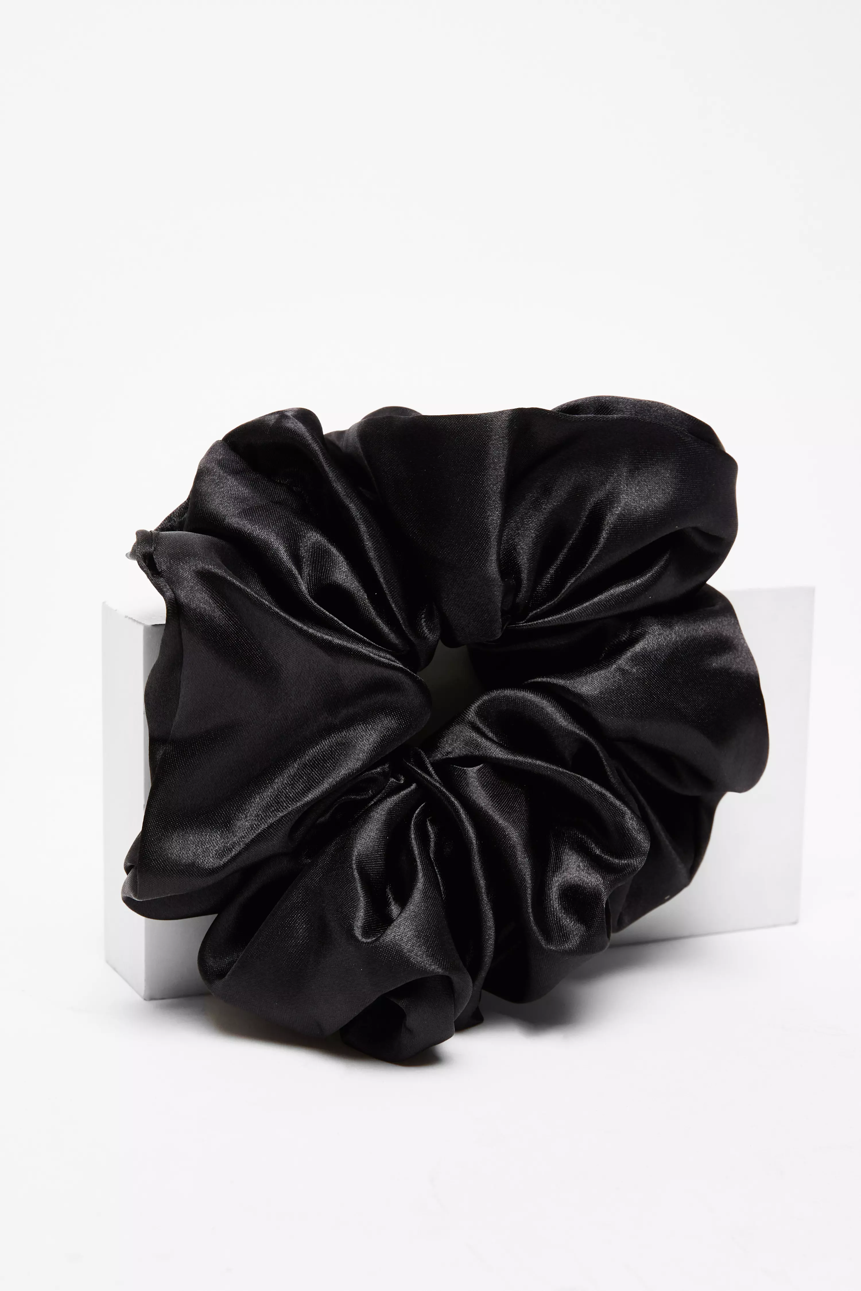 Large Black Satin Scrunchie