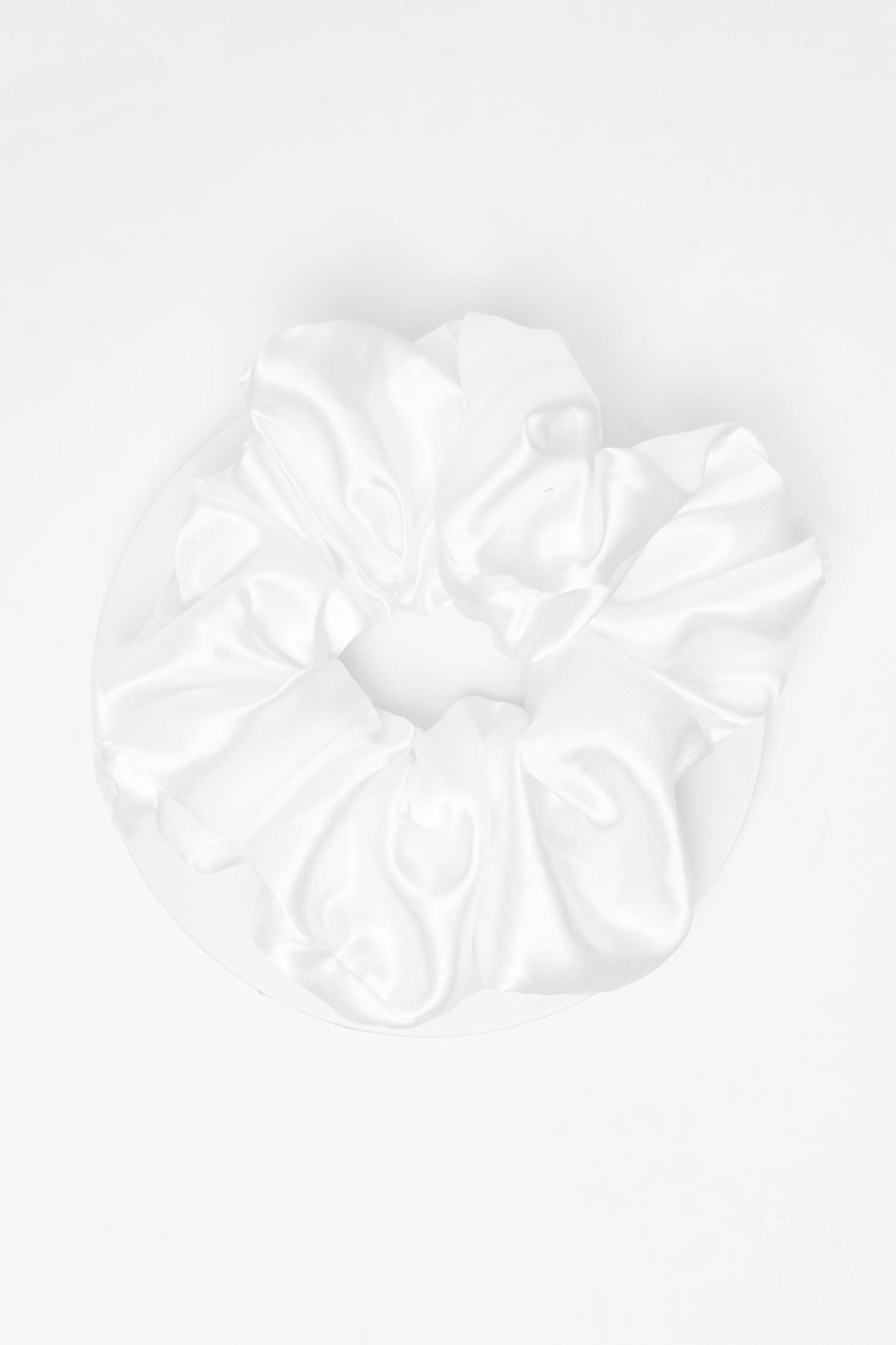 Large White Satin Scrunchie