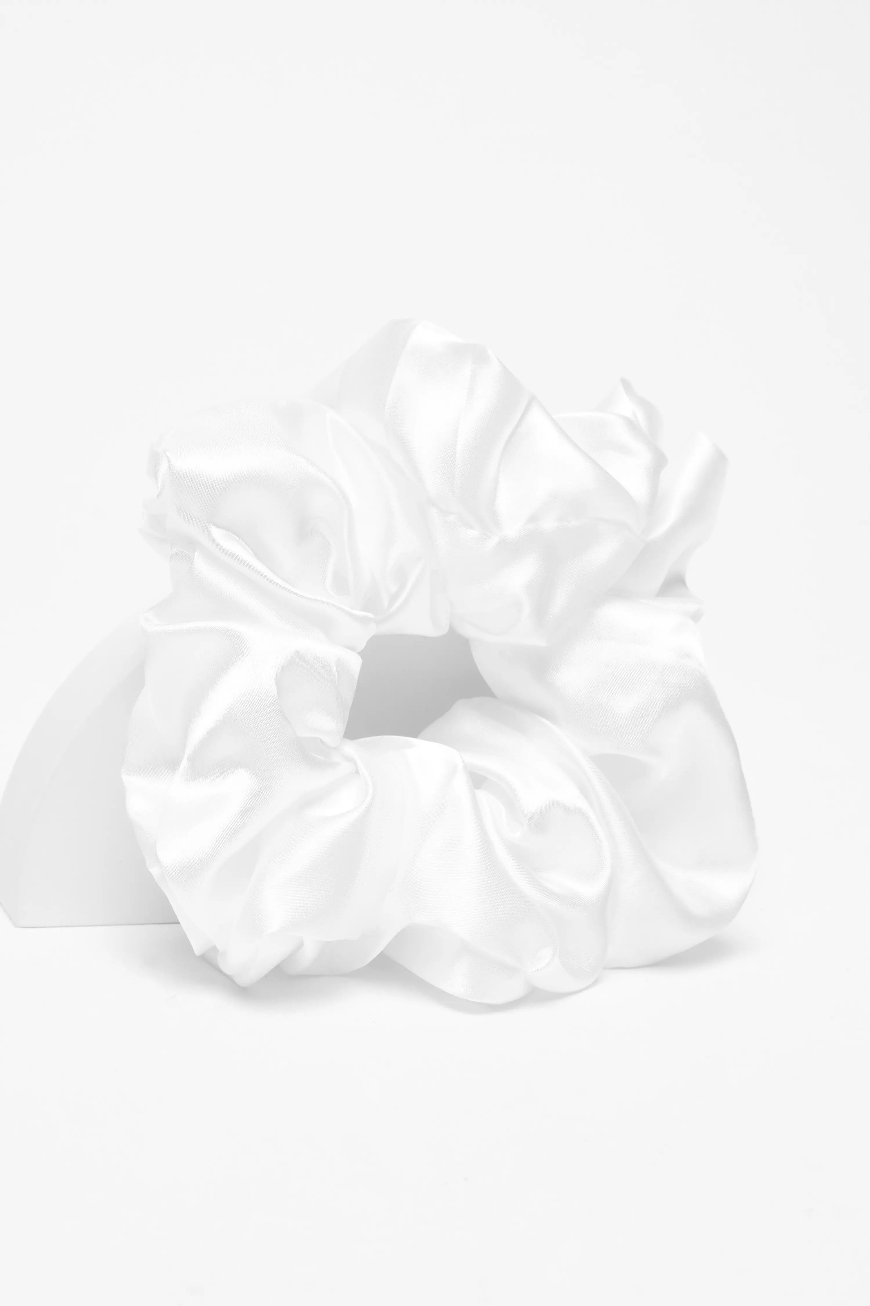 Large White Satin Scrunchie