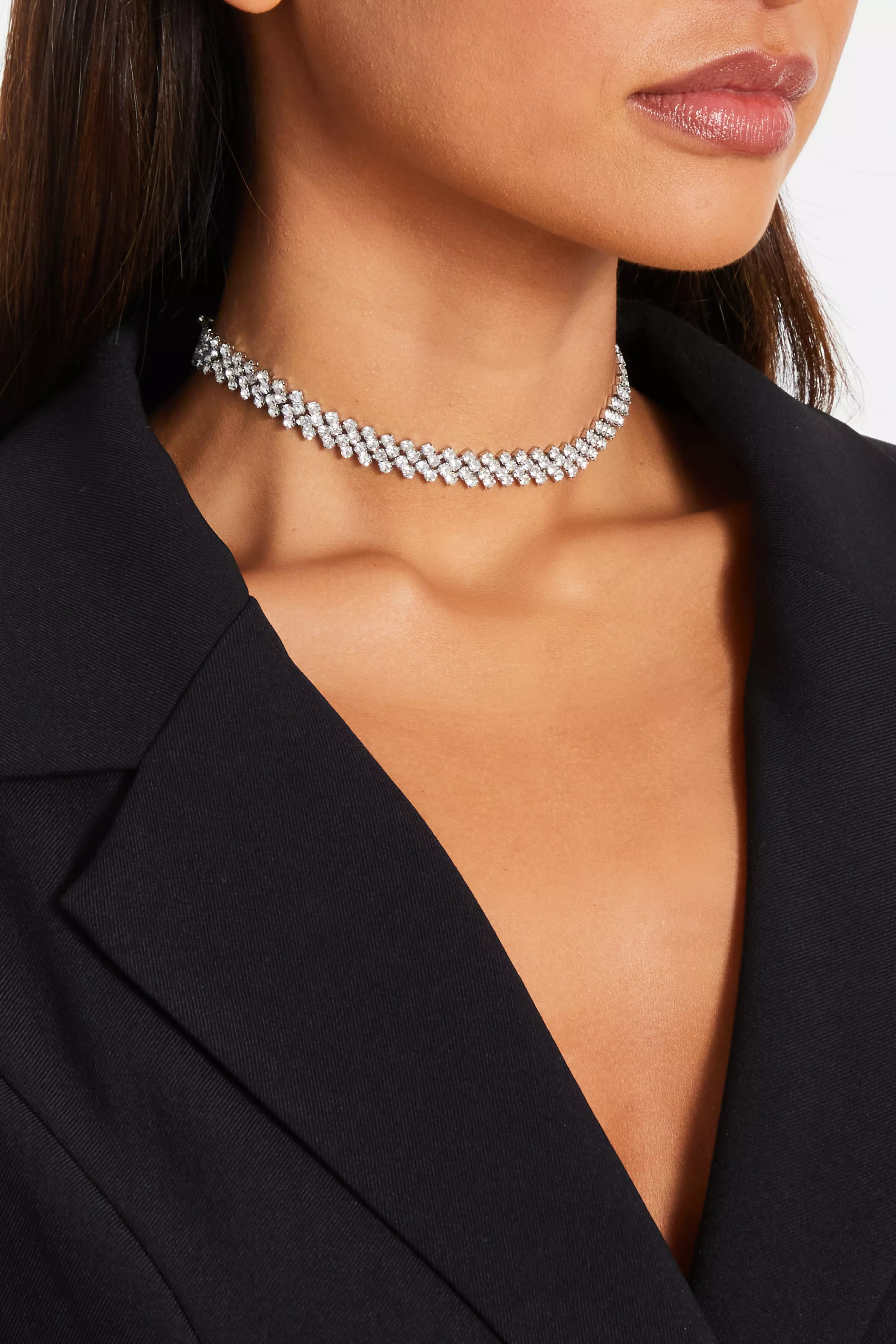 Silver Diamante Layered Necklace