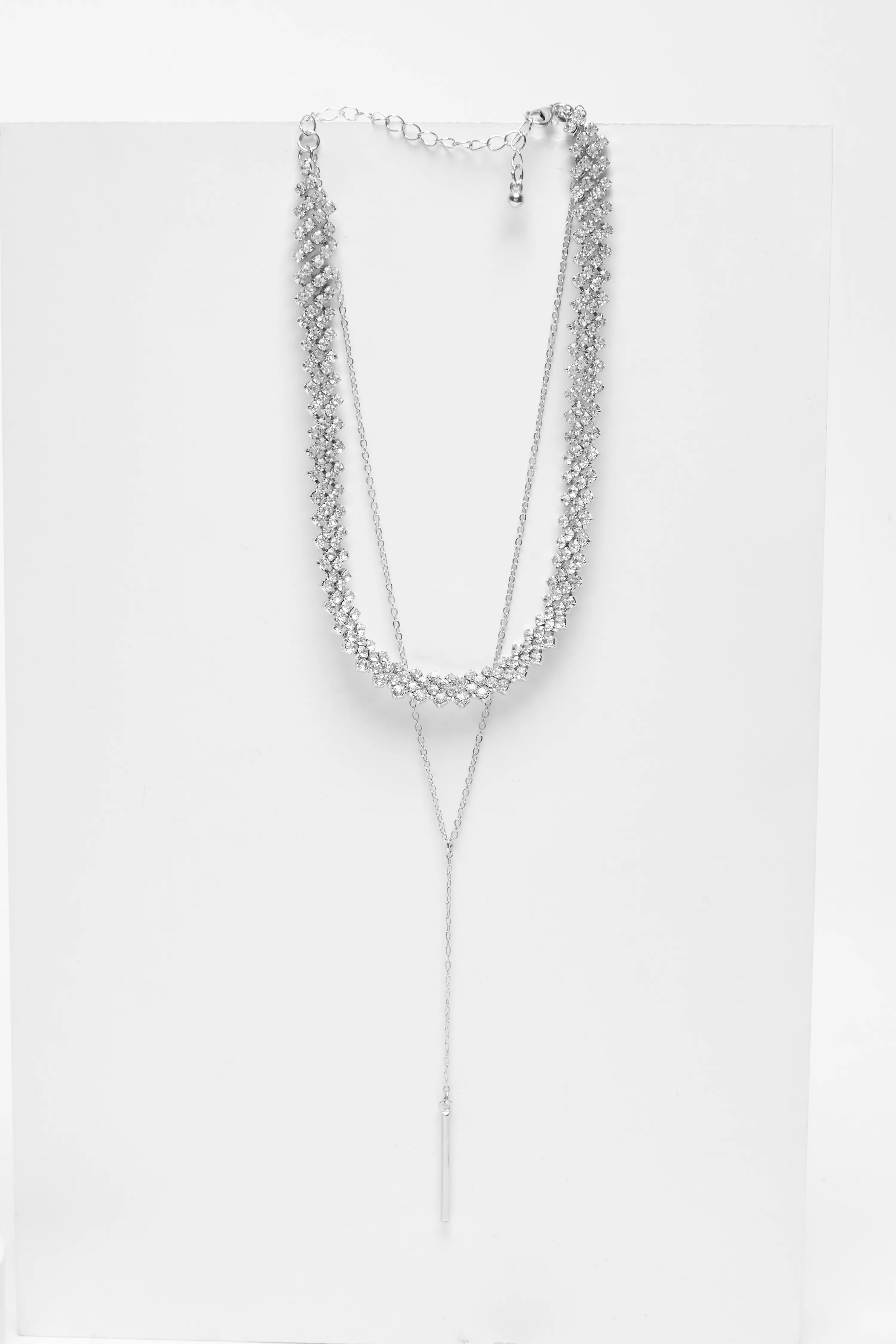 Silver Diamante Layered Necklace