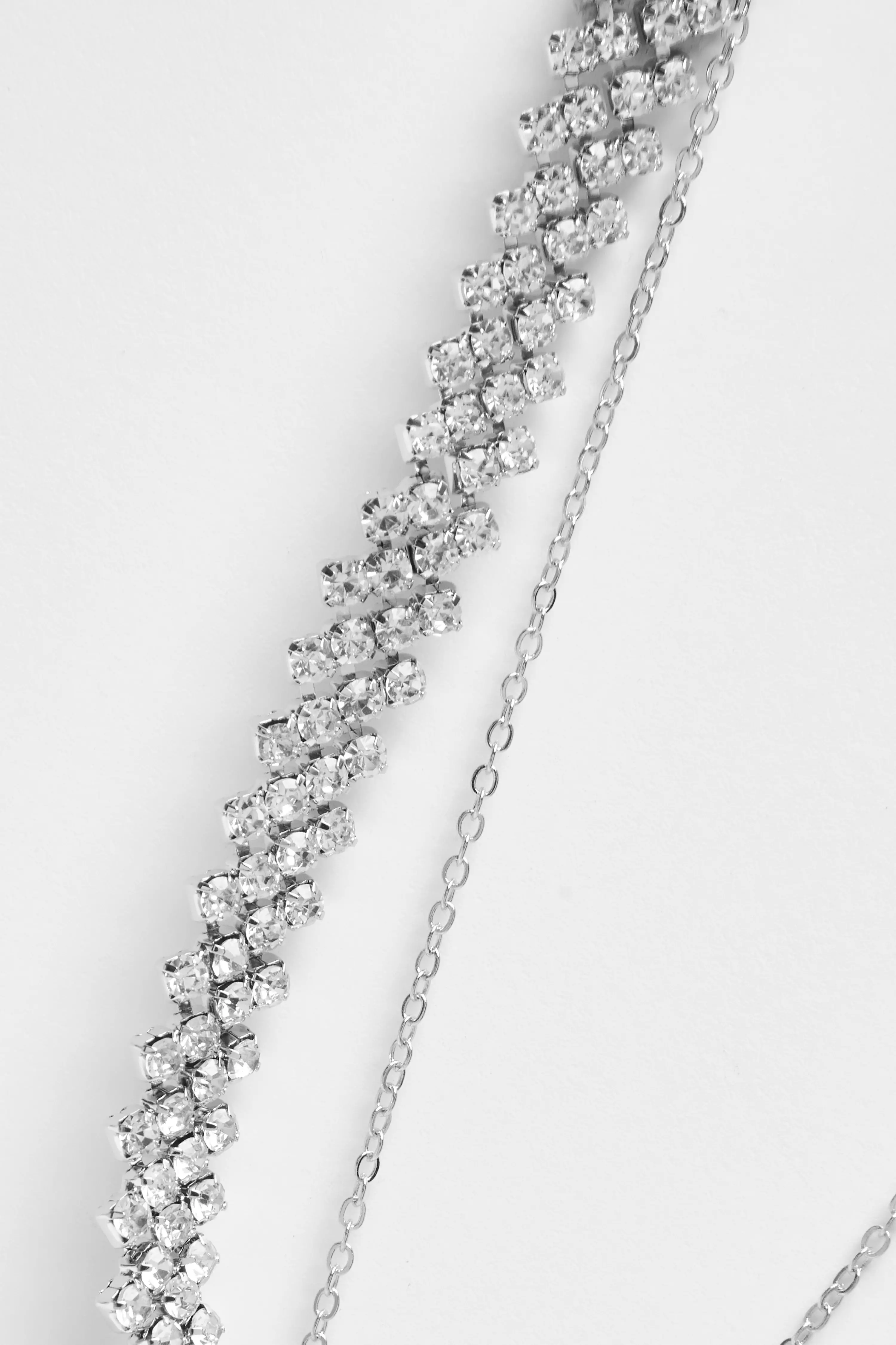 Silver Diamante Layered Necklace