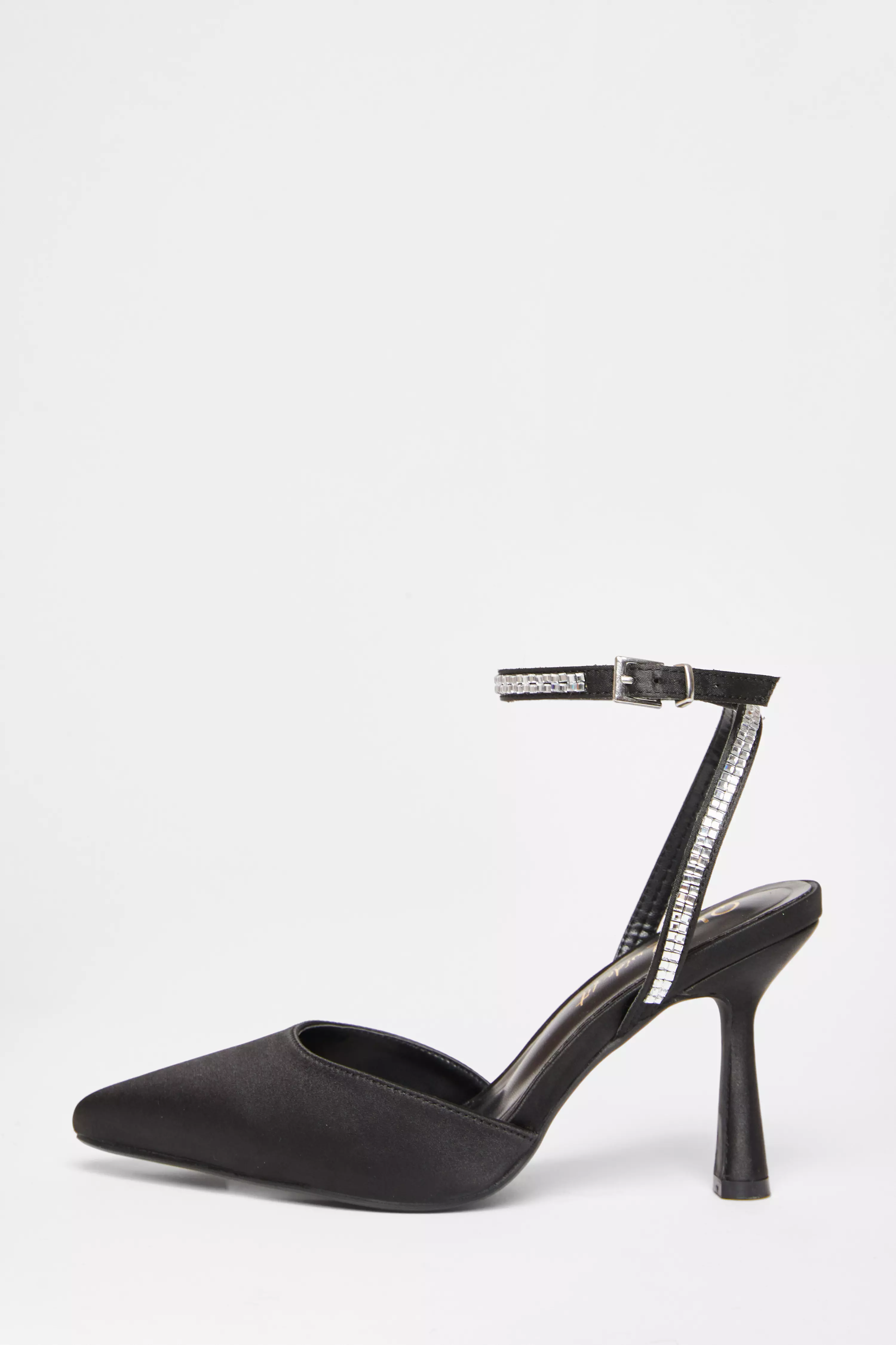 Wide Fit Black Satin Court Heels