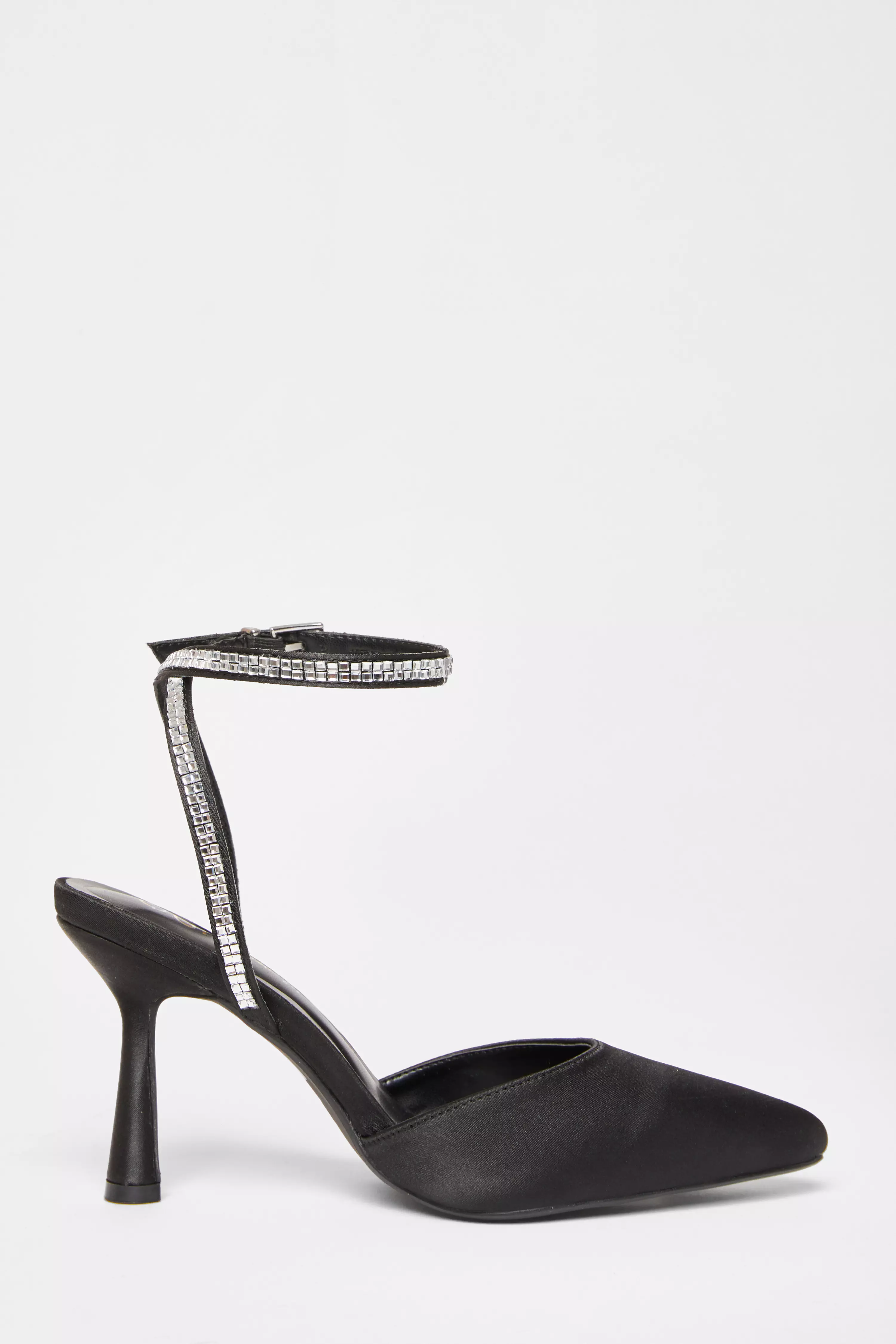 Wide Fit Black Satin Court Heels