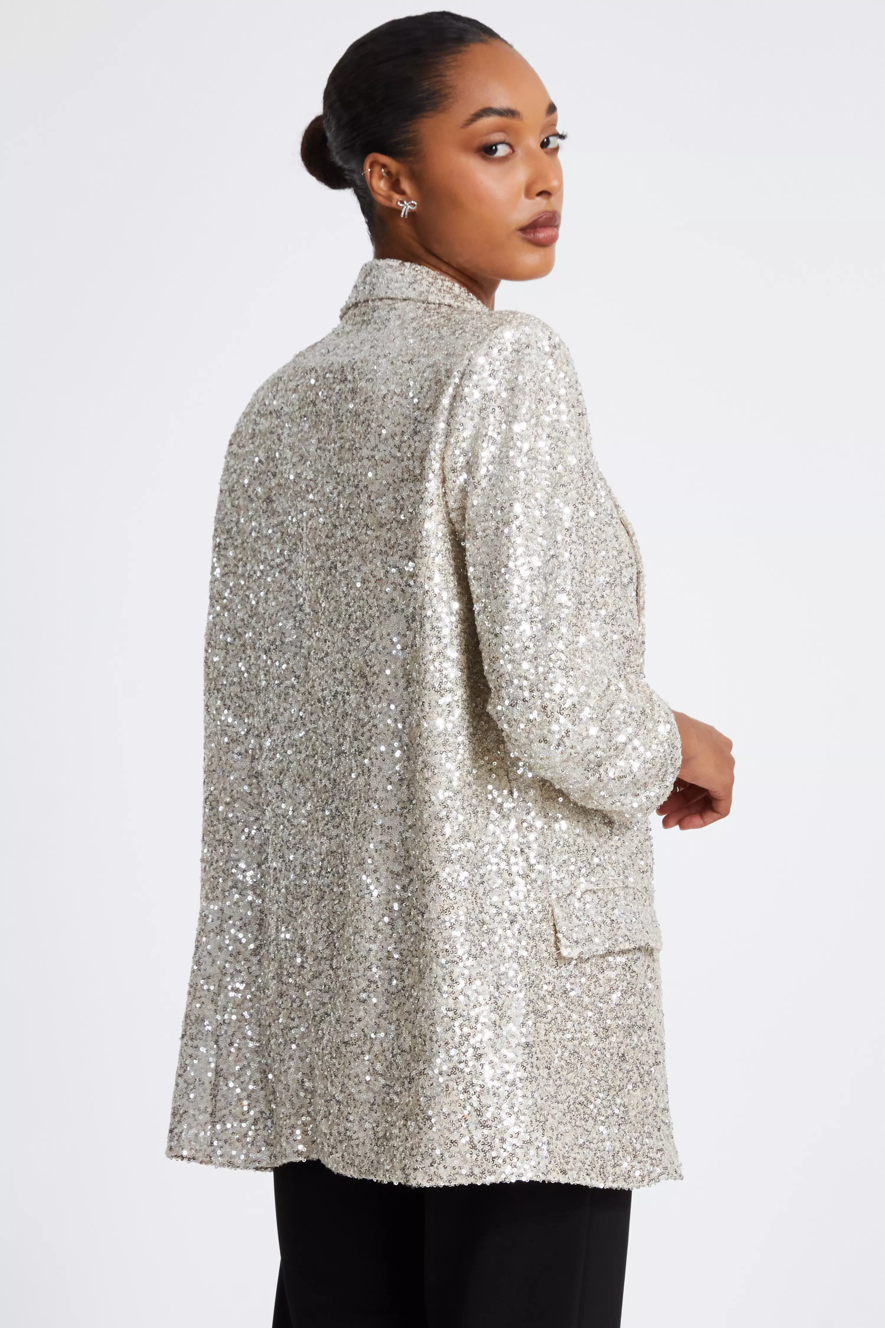 Champagne Sequin Tailored Blazer 