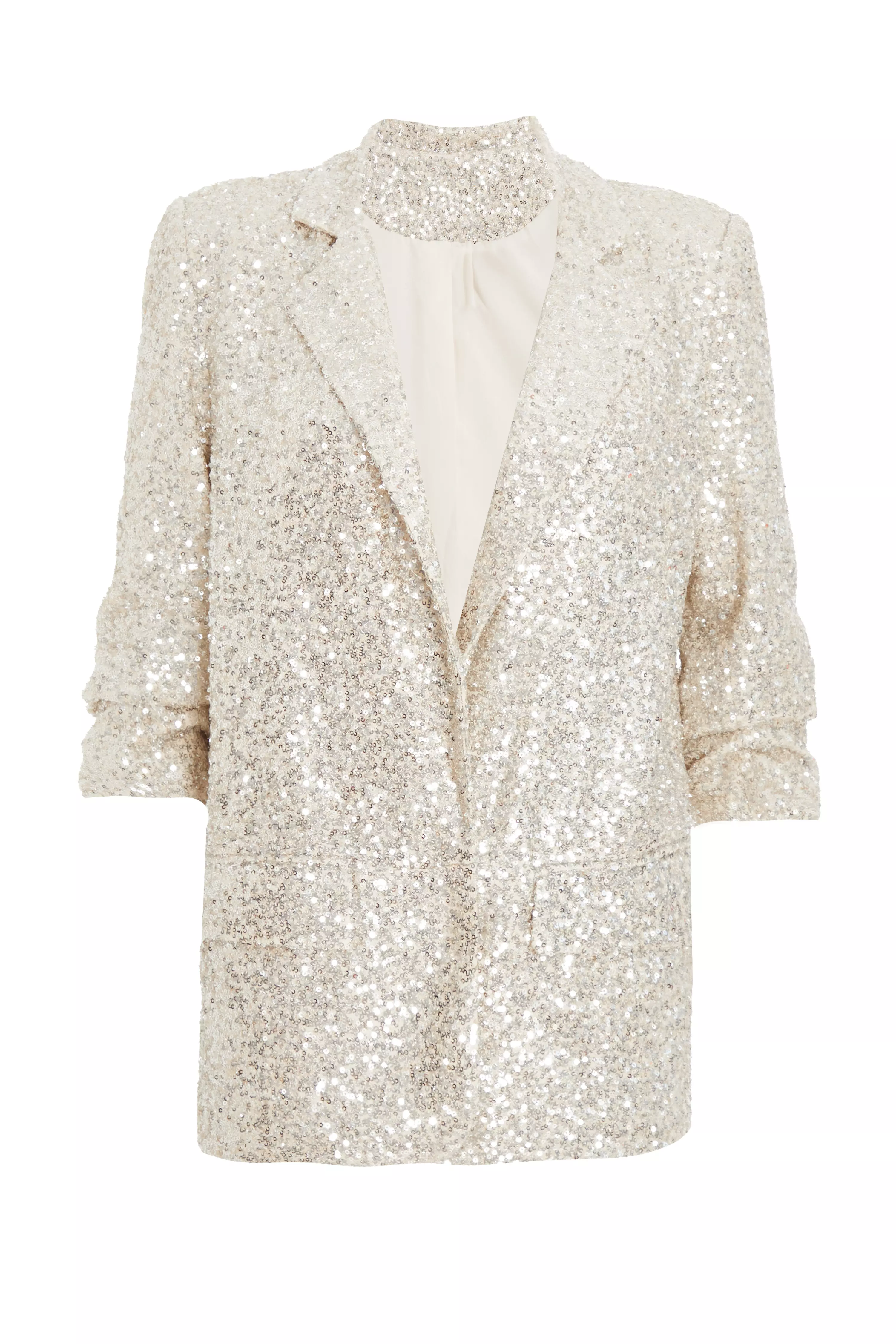 Champagne Sequin Tailored Blazer 