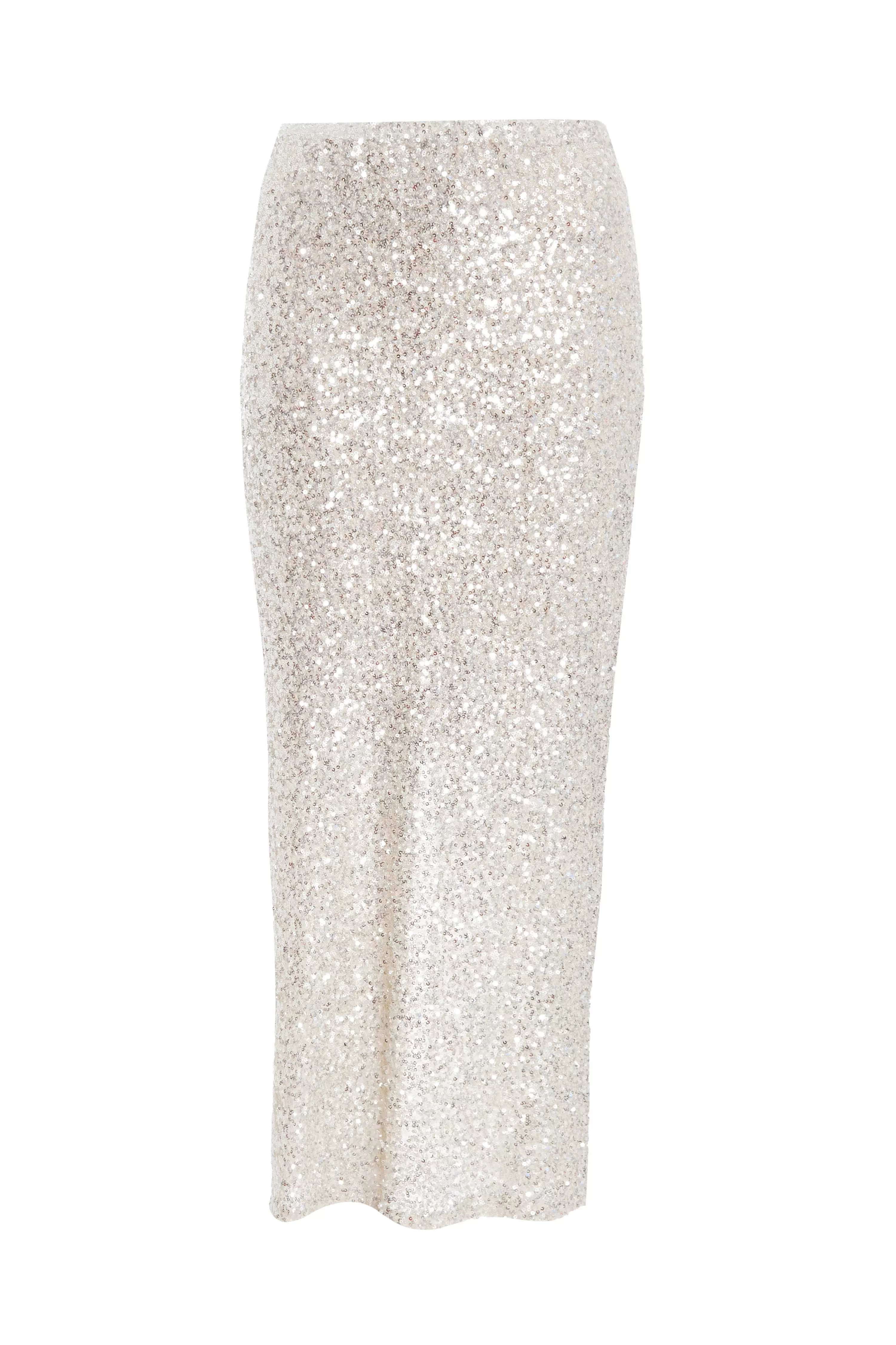 Champagne Sequin Maxi Skirt