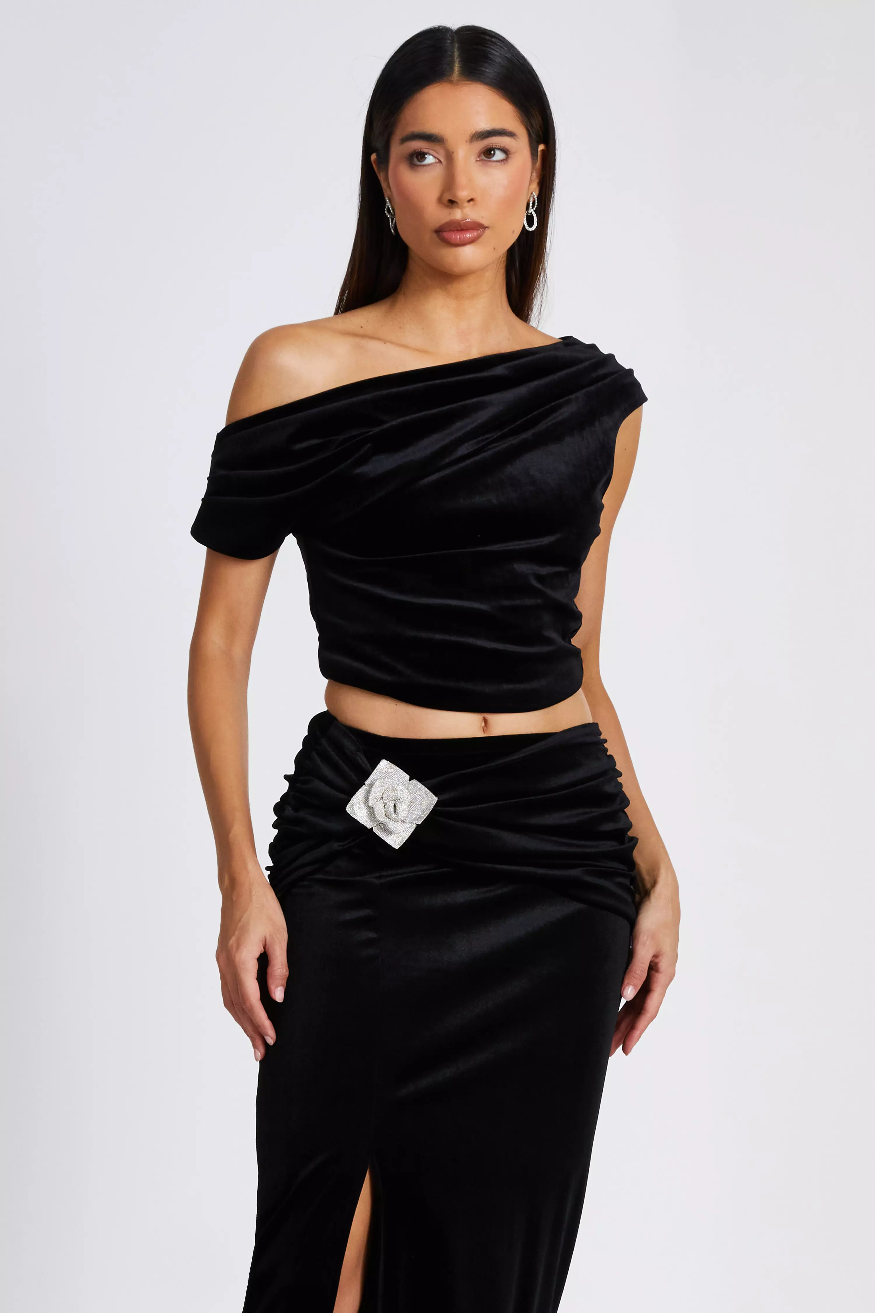 Black Velvet Asymmetric Top