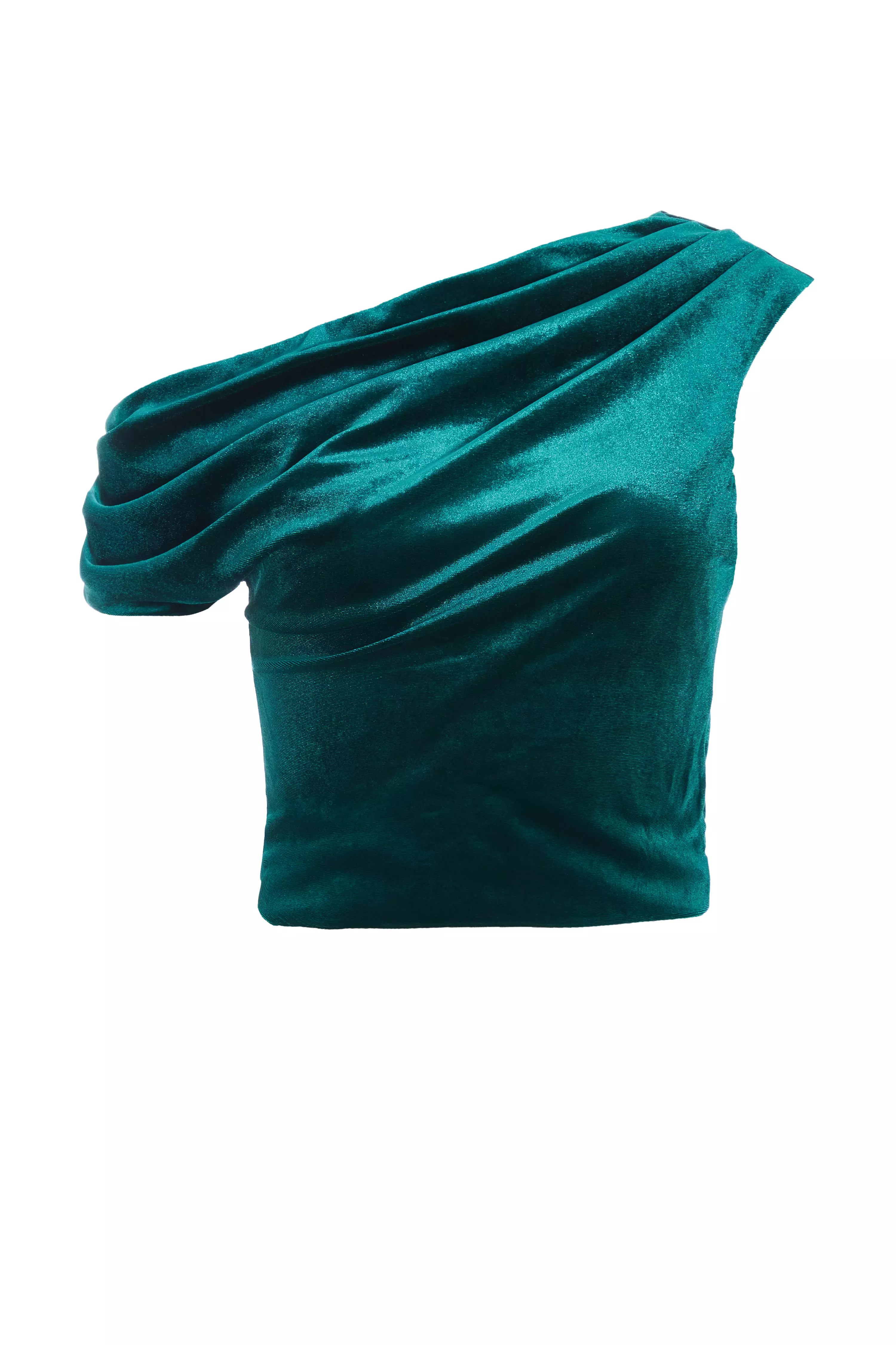 Bottle Green Velvet Asymmetric top