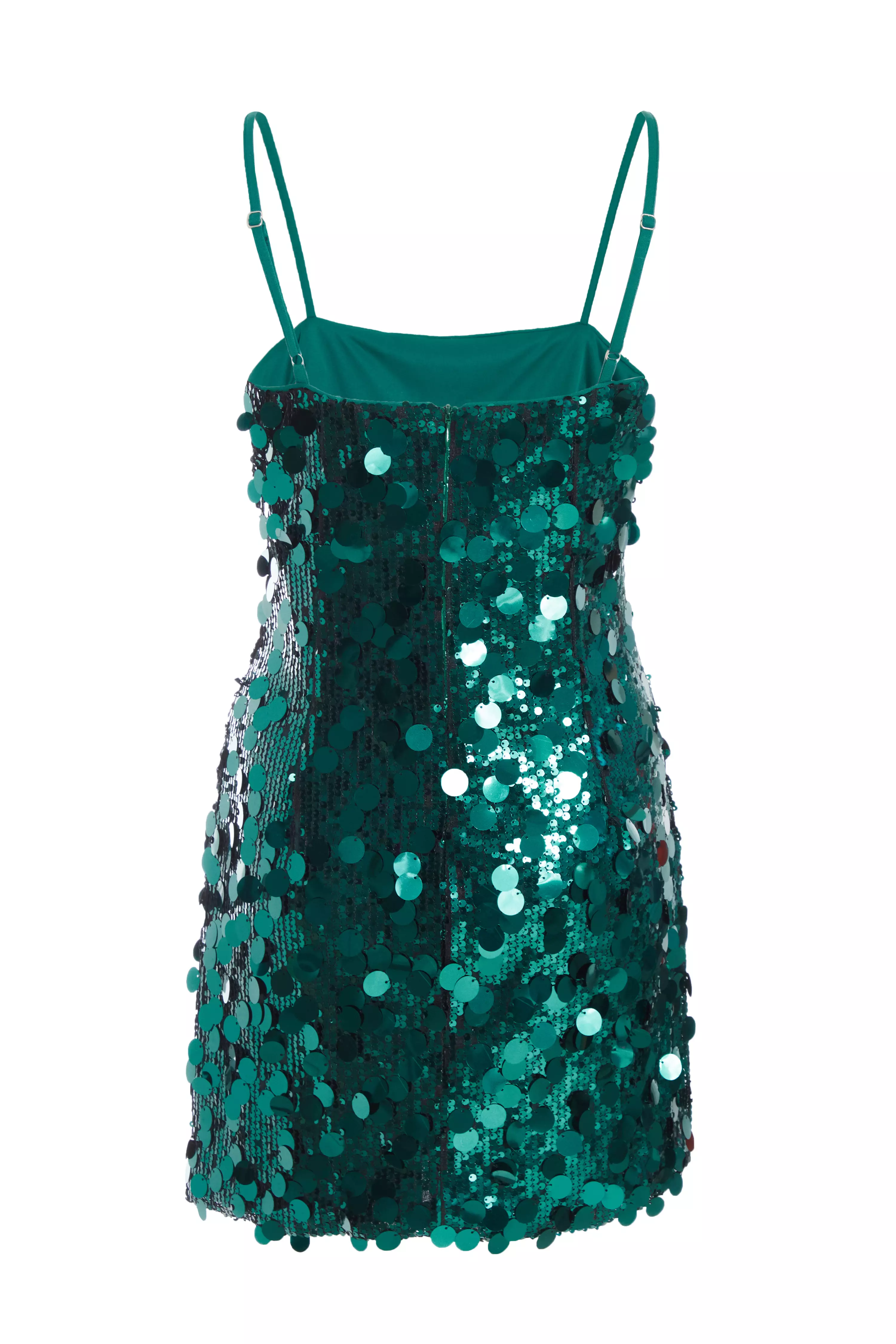 Bottle Green Sequin Bodycon Dress