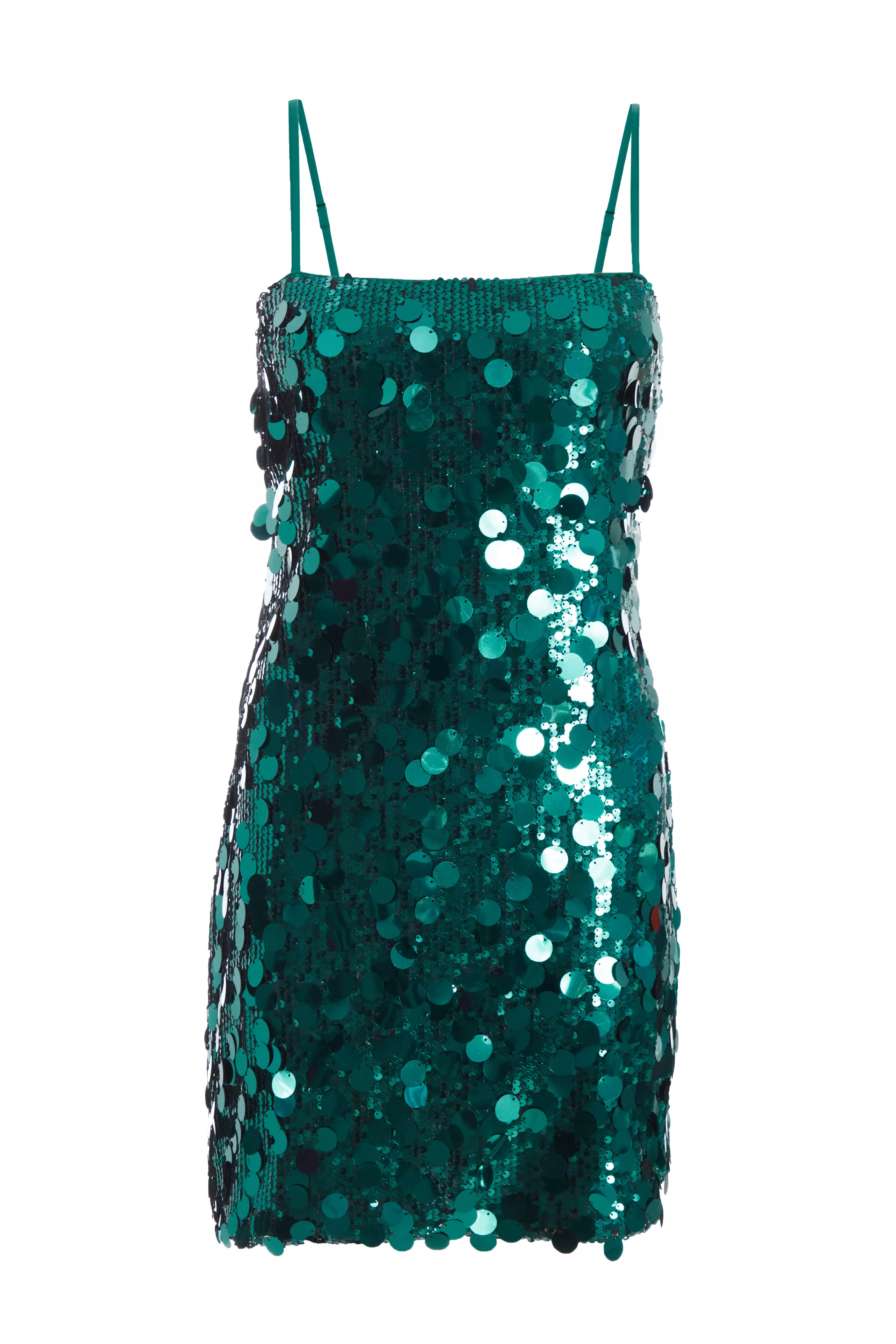 Bottle Green Sequin Bodycon Dress