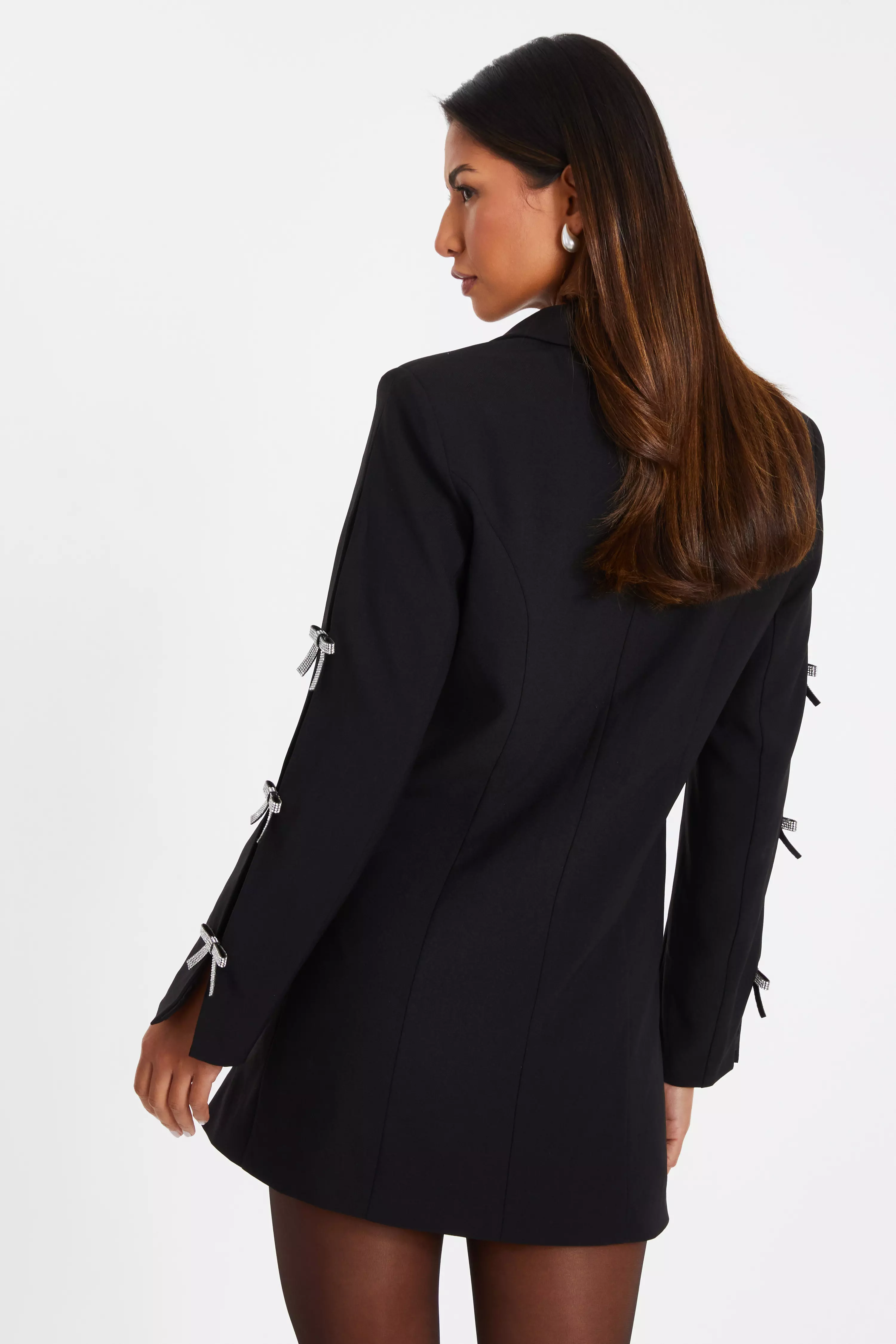 Black Bow Detail Blazer Dress