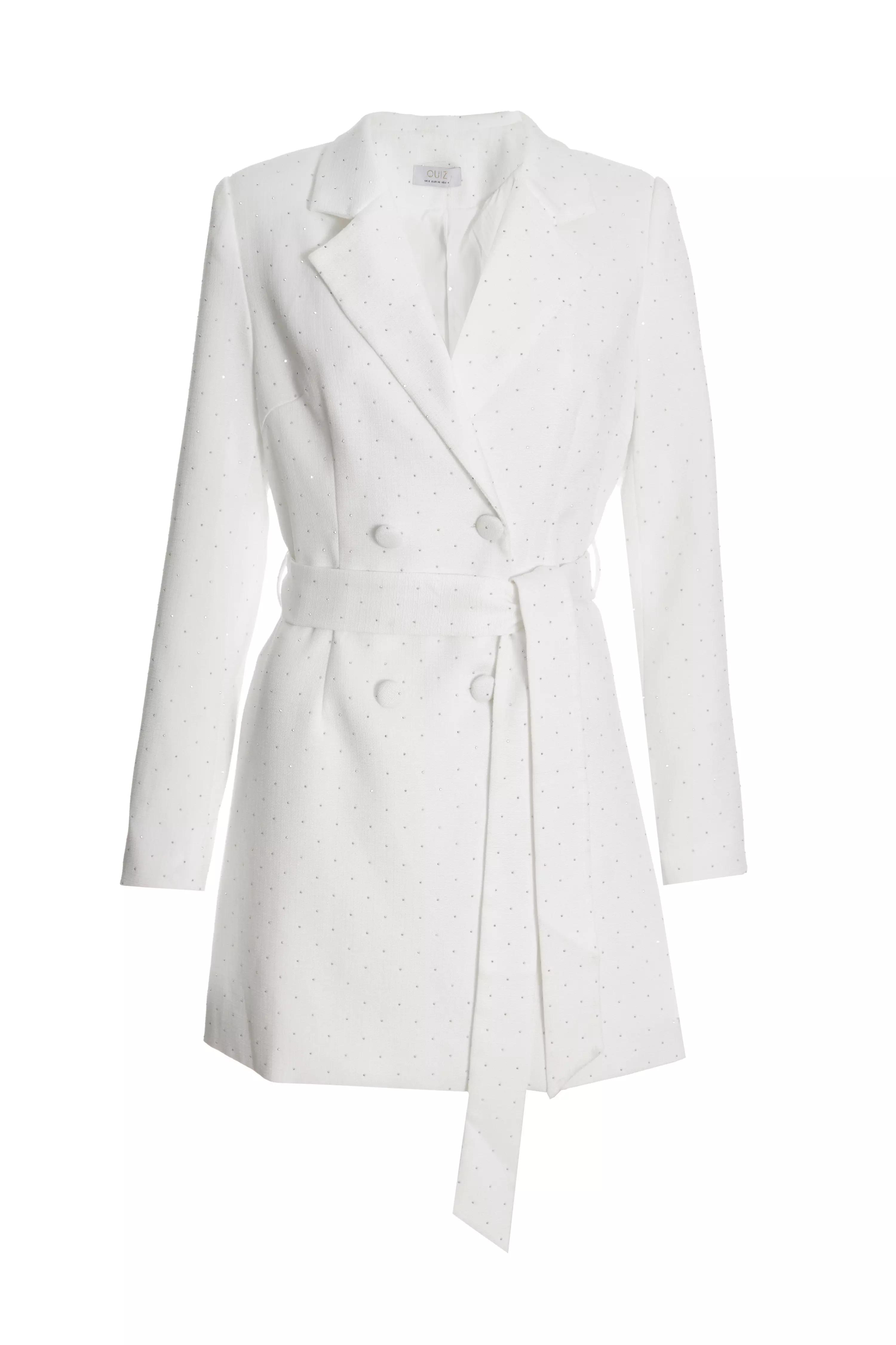 White Diamante Blazer Dress