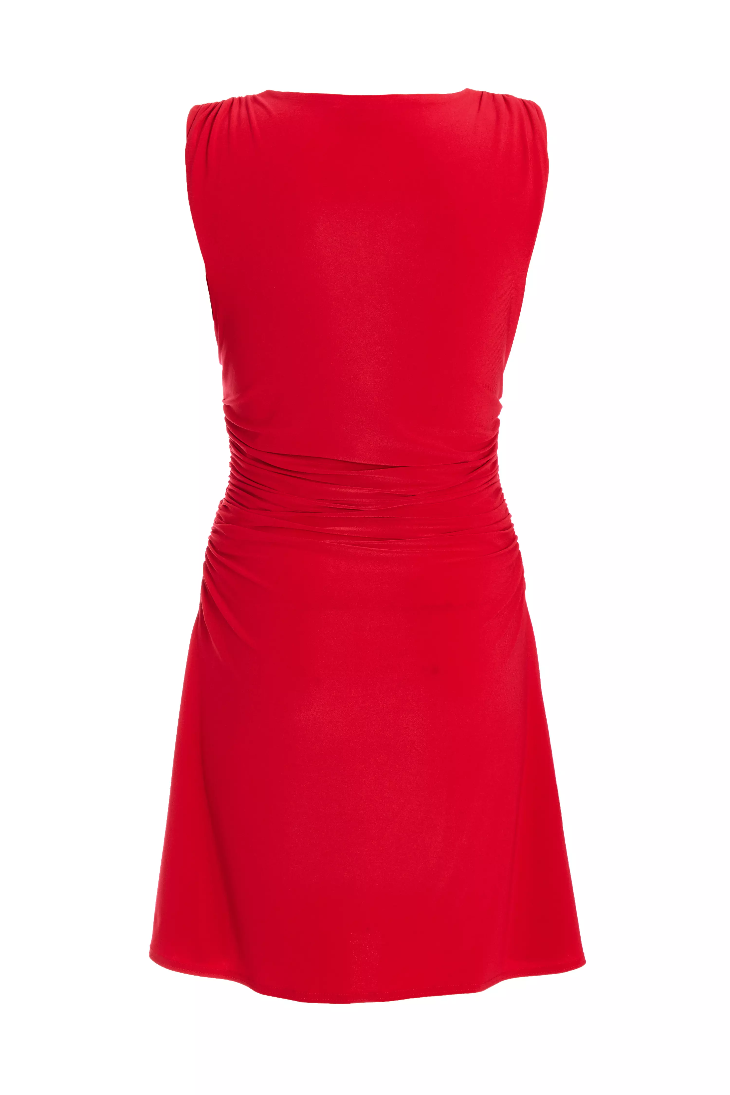 Red Ruched A-Line Mini Dress