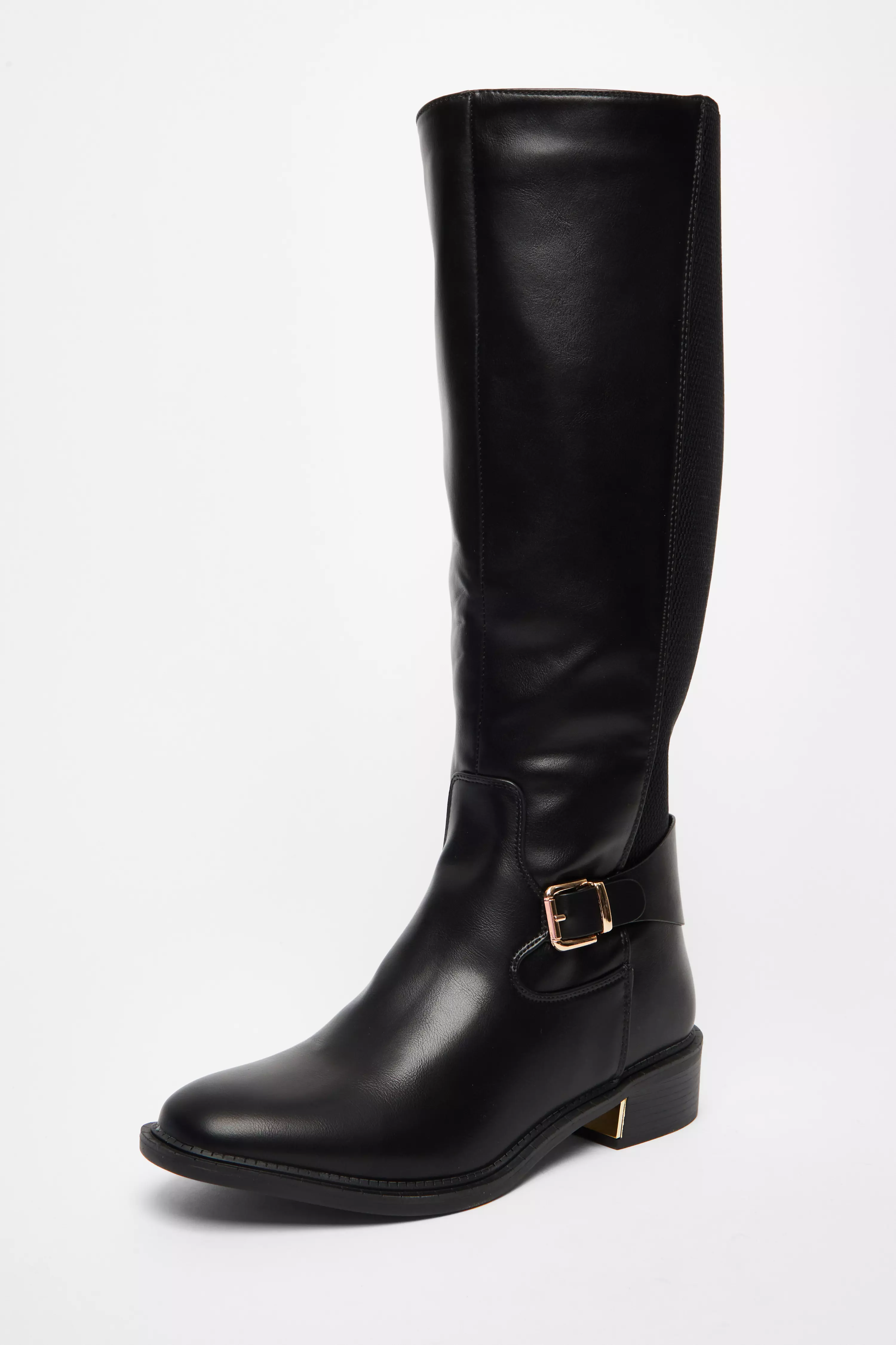 Black Wide Fit High Knee Boots