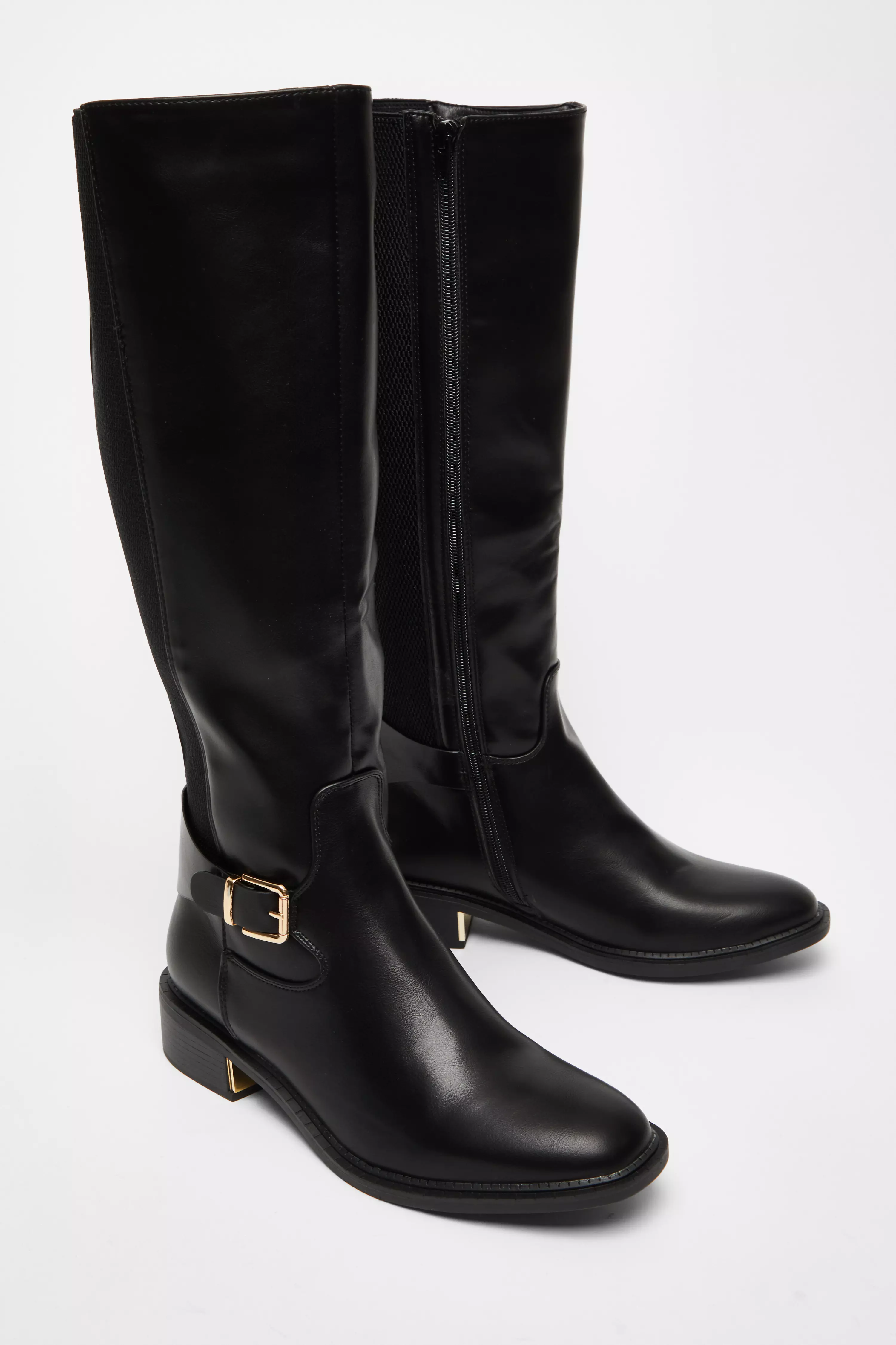 Black Wide Fit High Knee Boots