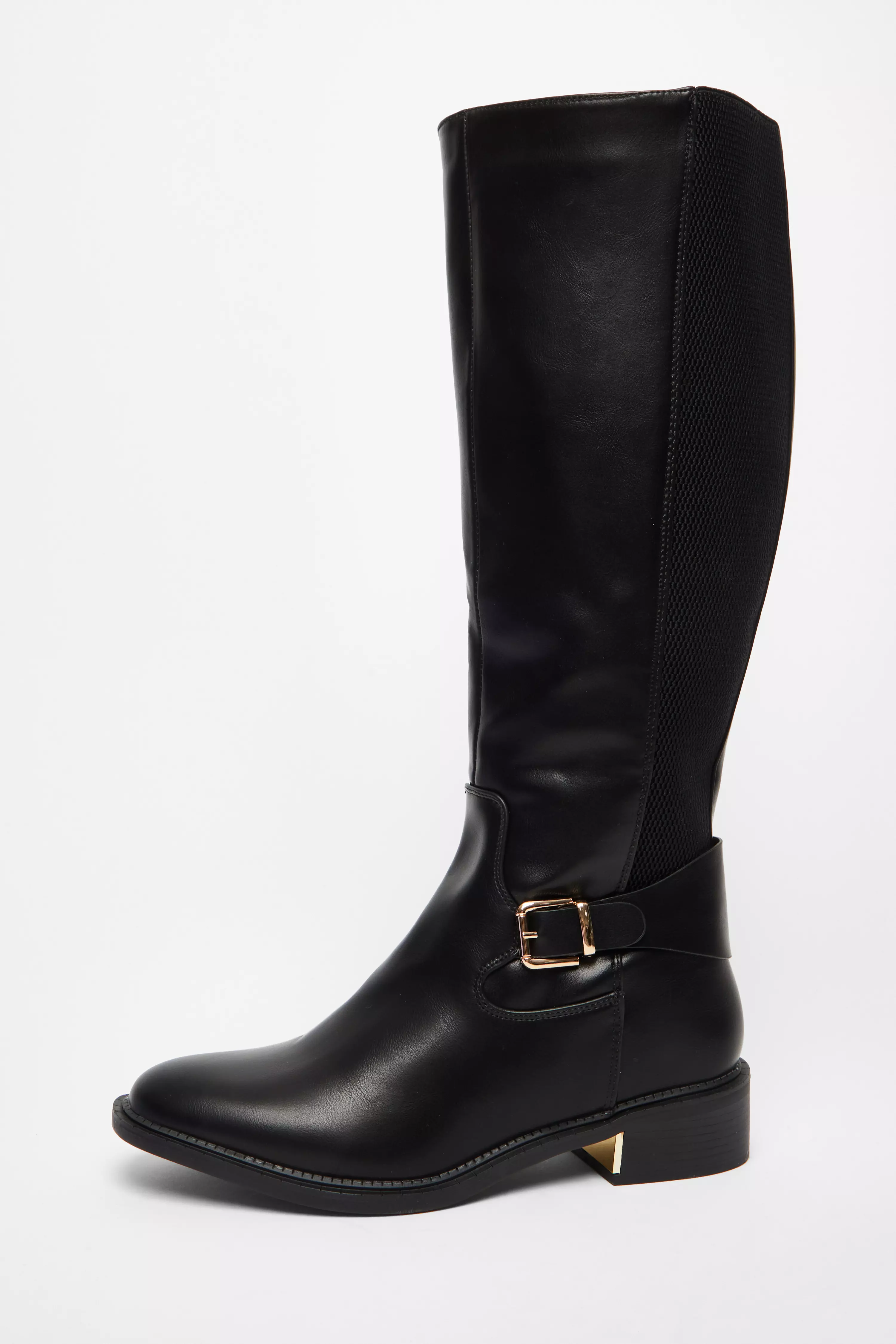 Black Wide Fit High Knee Boots