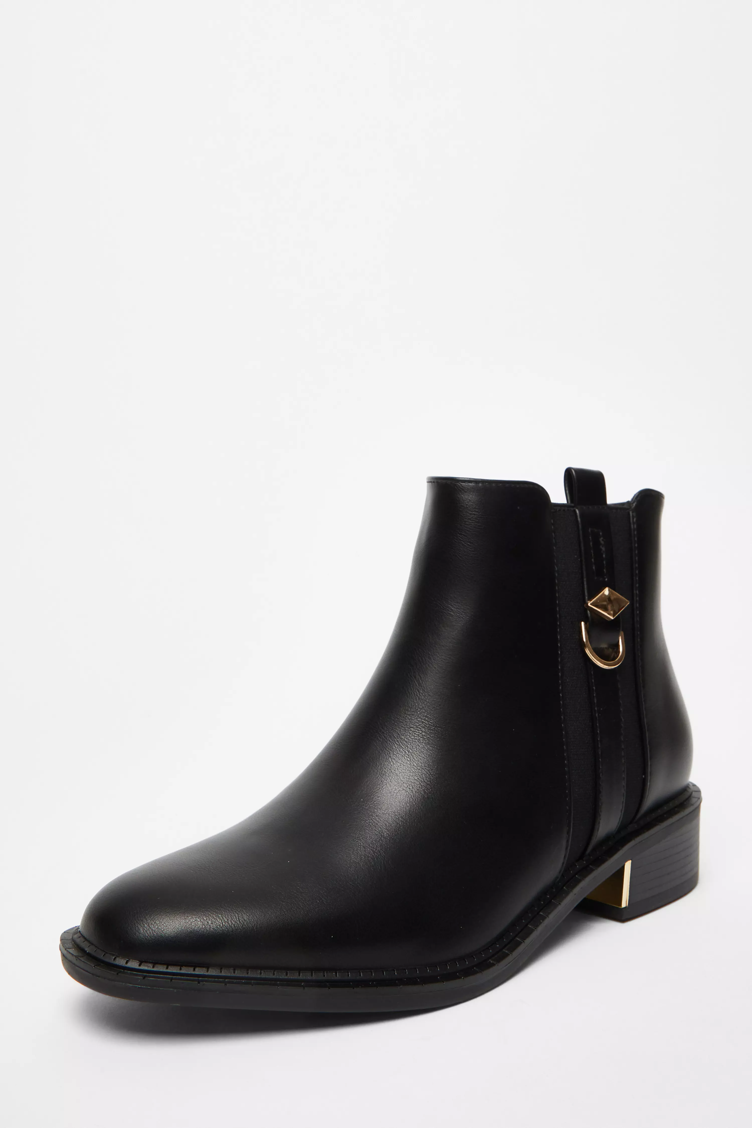 Black Wide Fit Flat Ankle Boot