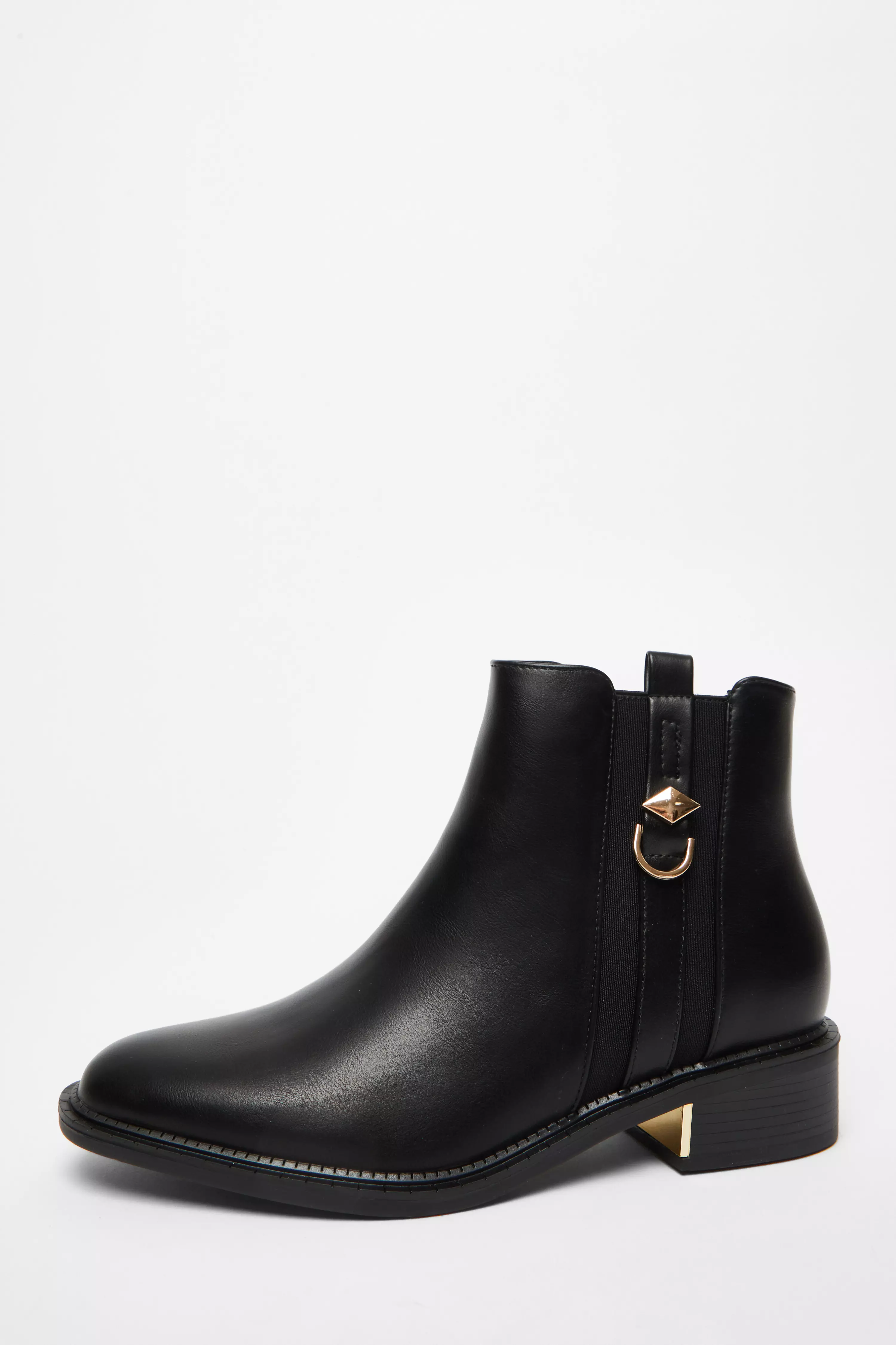 Black Wide Fit Flat Ankle Boot