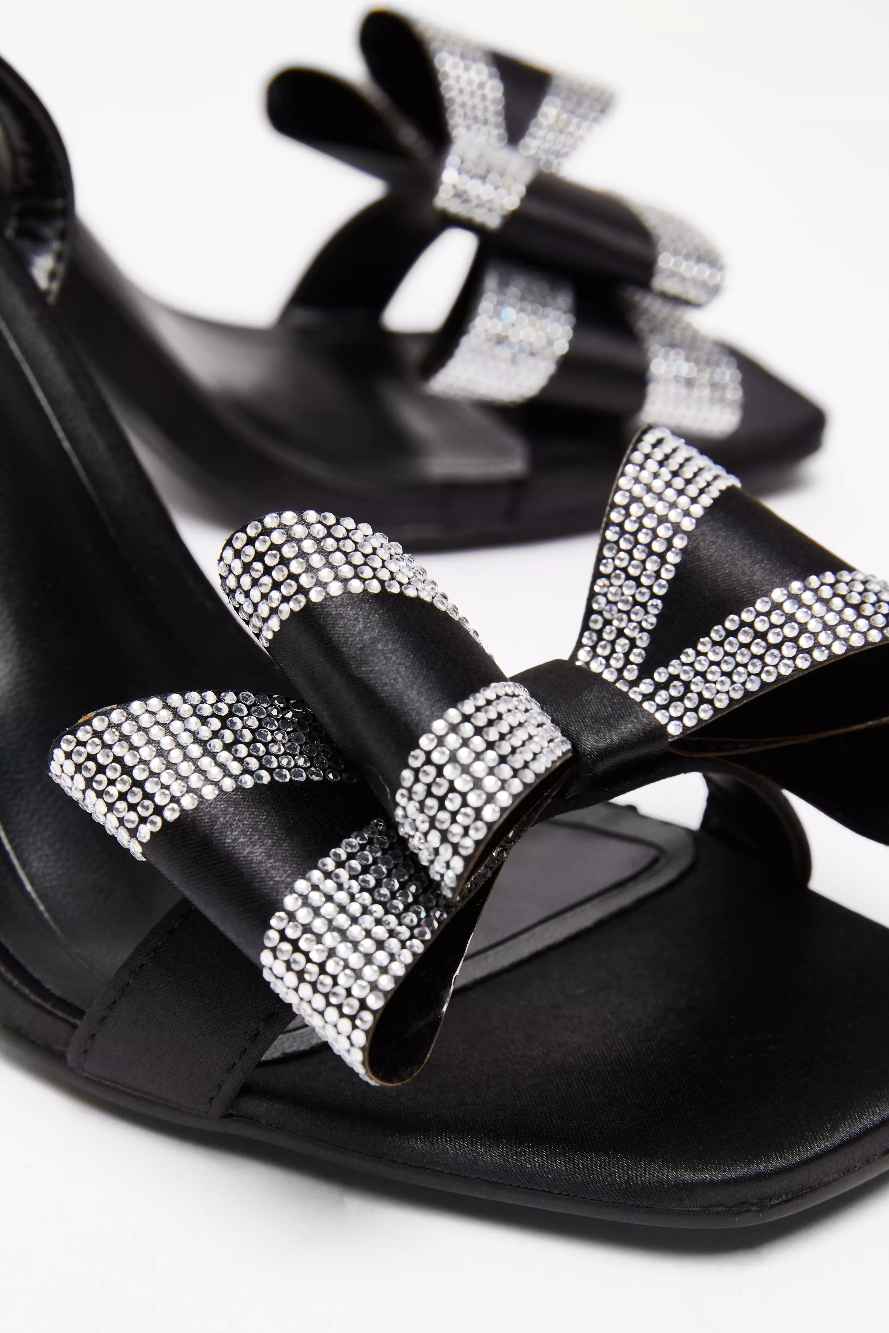 Black Diamante Bow Heels