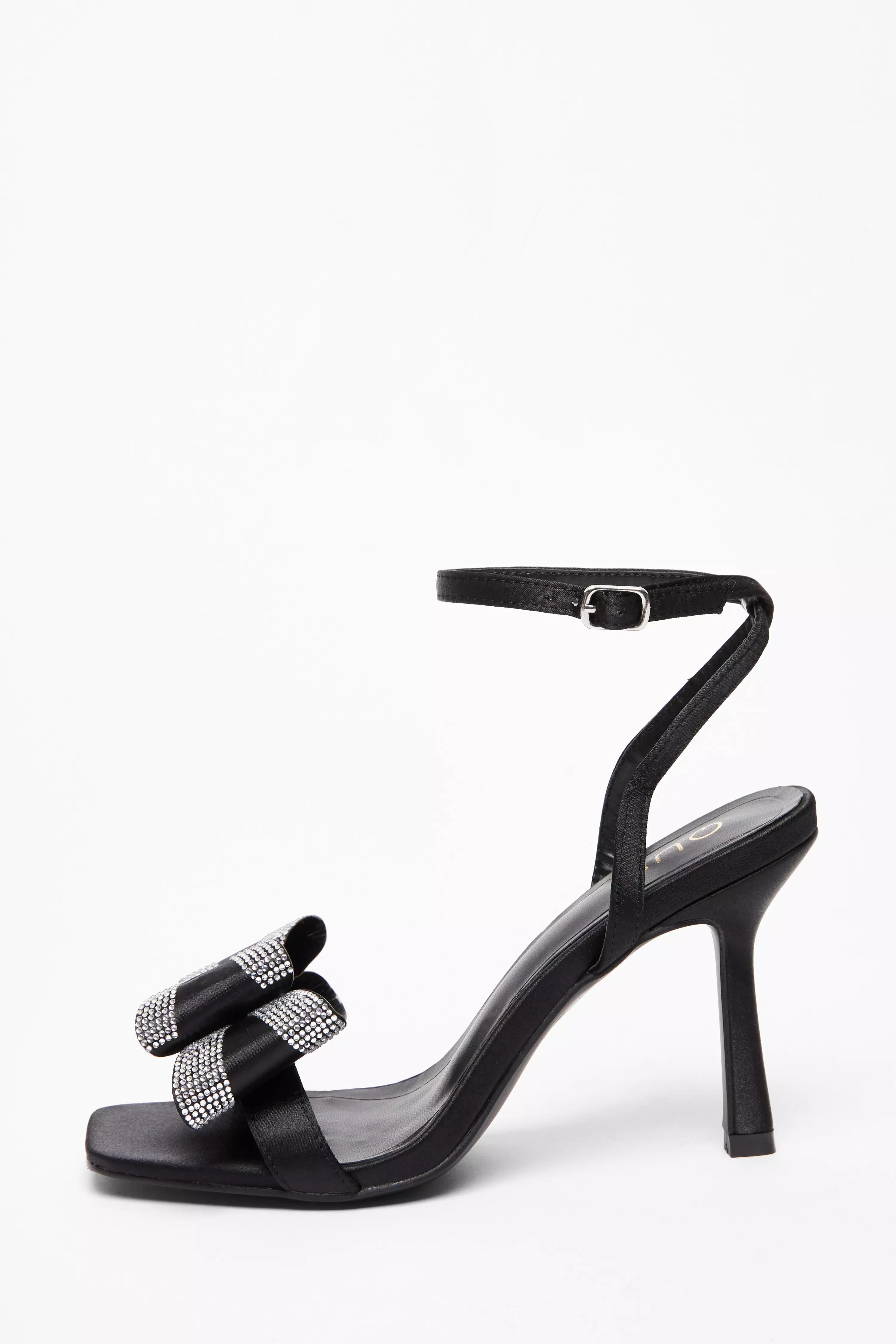 Black Diamante Bow Heels