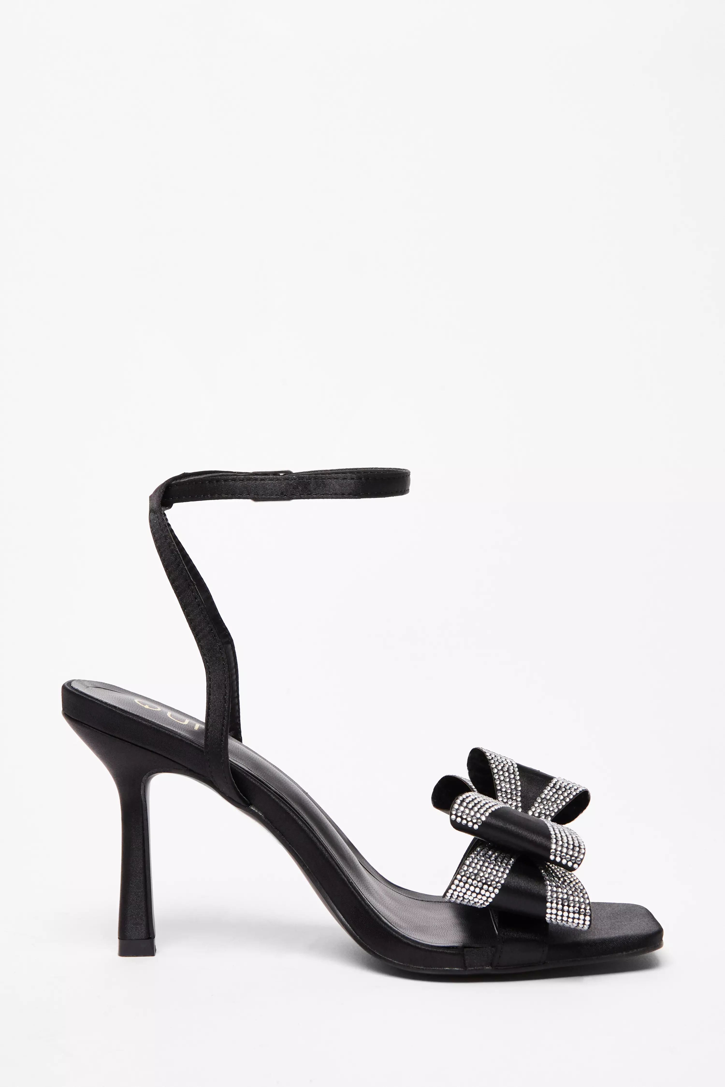 Black Diamante Bow Heels