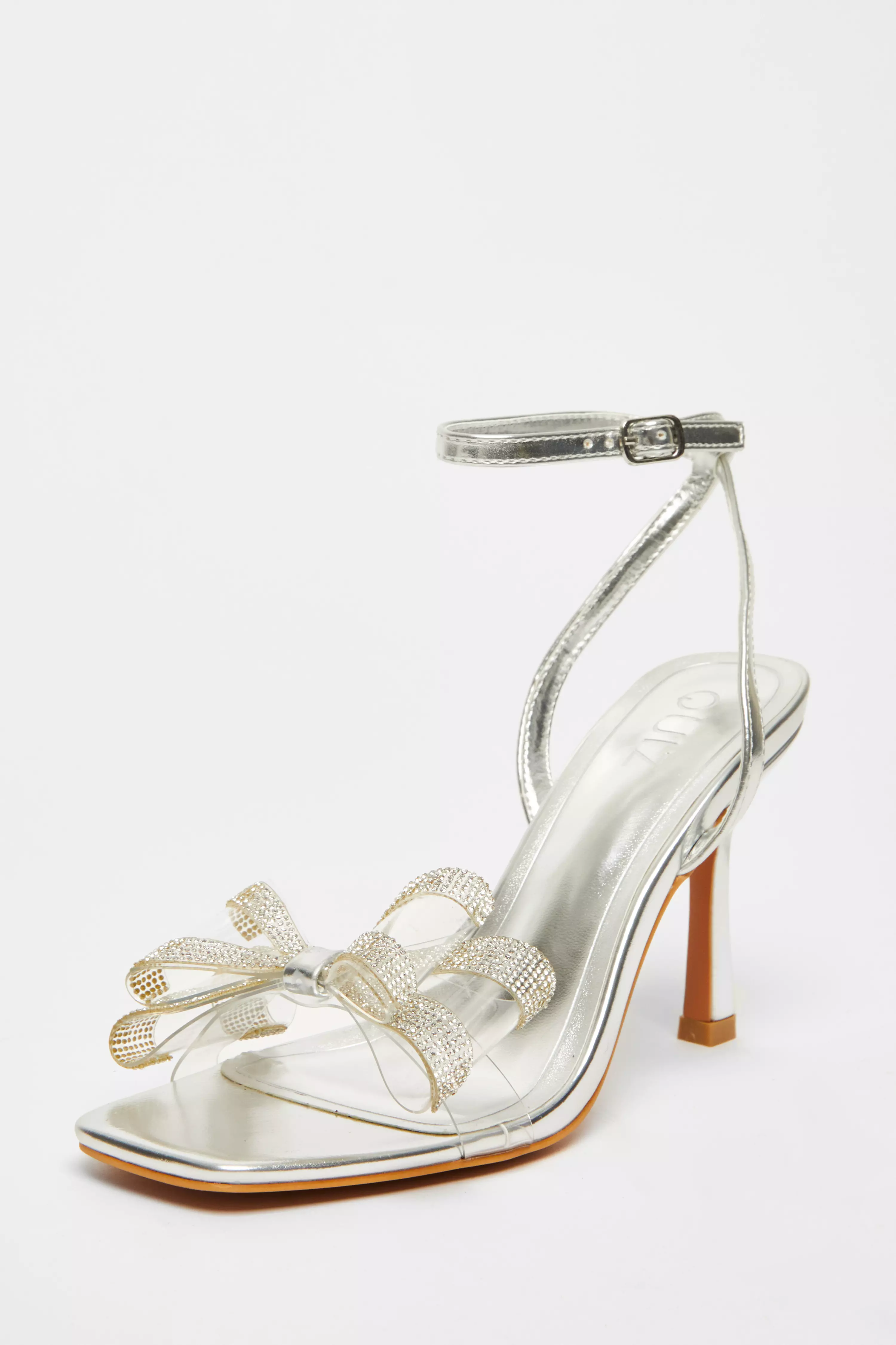 Silver Diamante Bow Heels