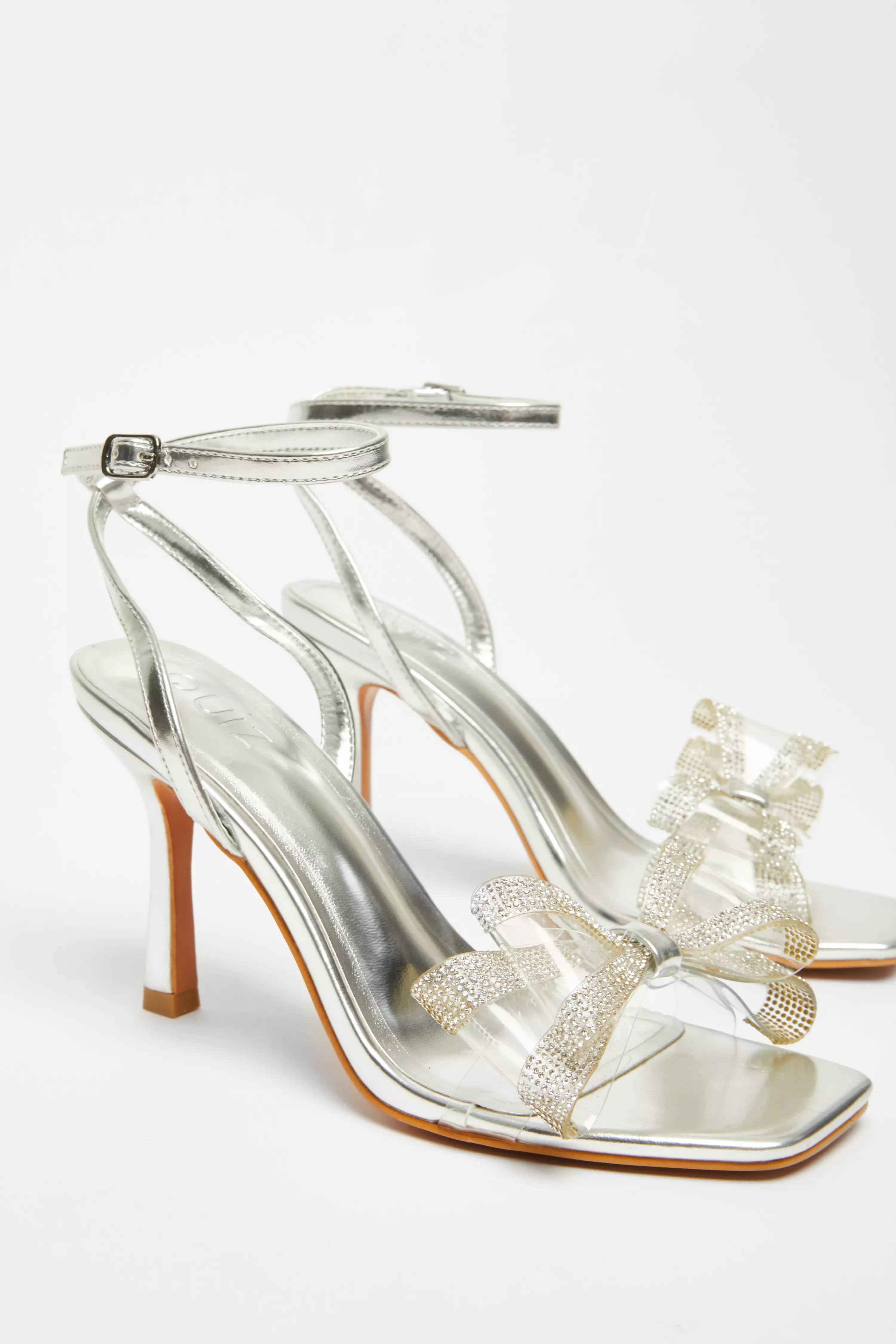 Silver Diamante Bow Heels