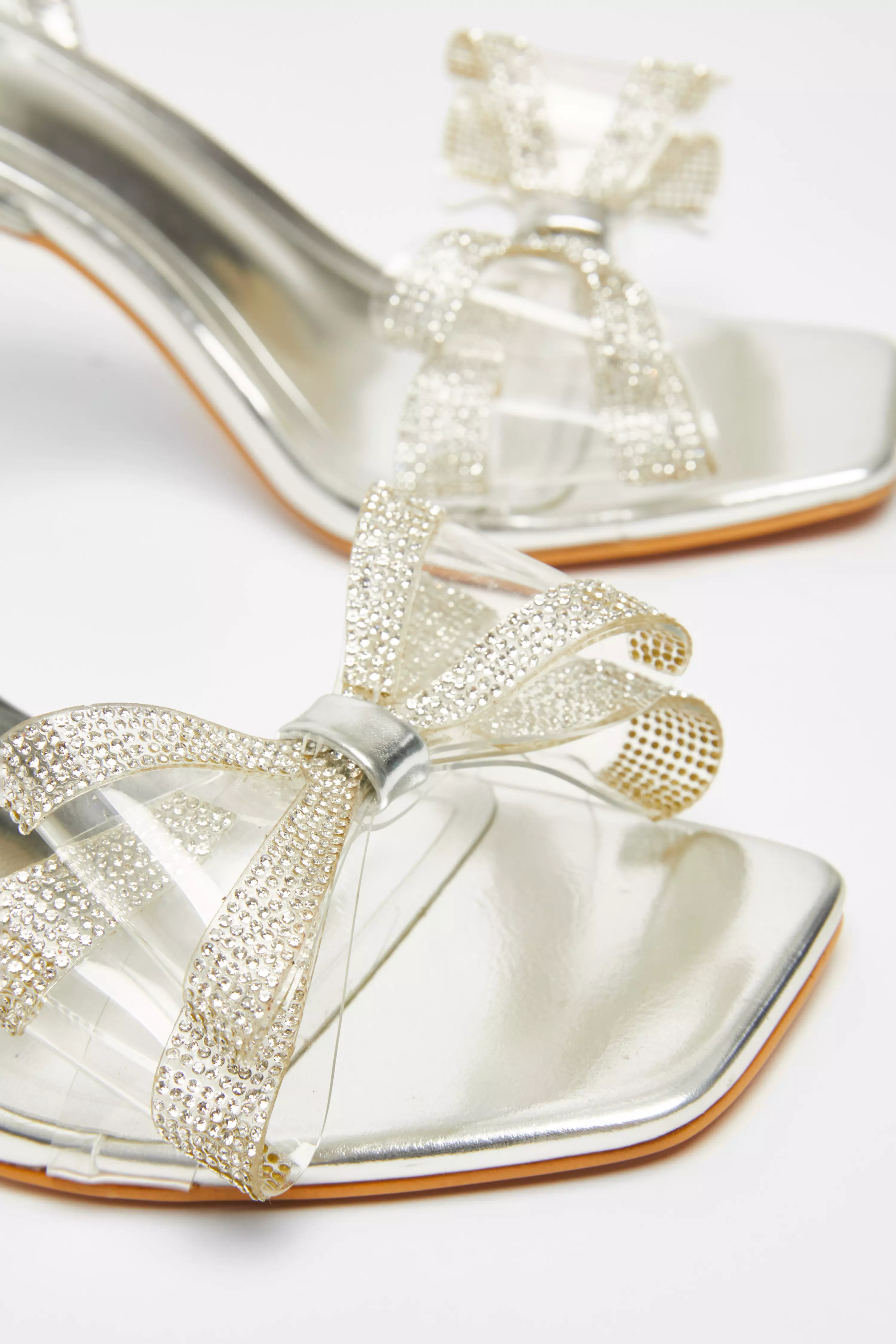 Silver Diamante Bow Heels