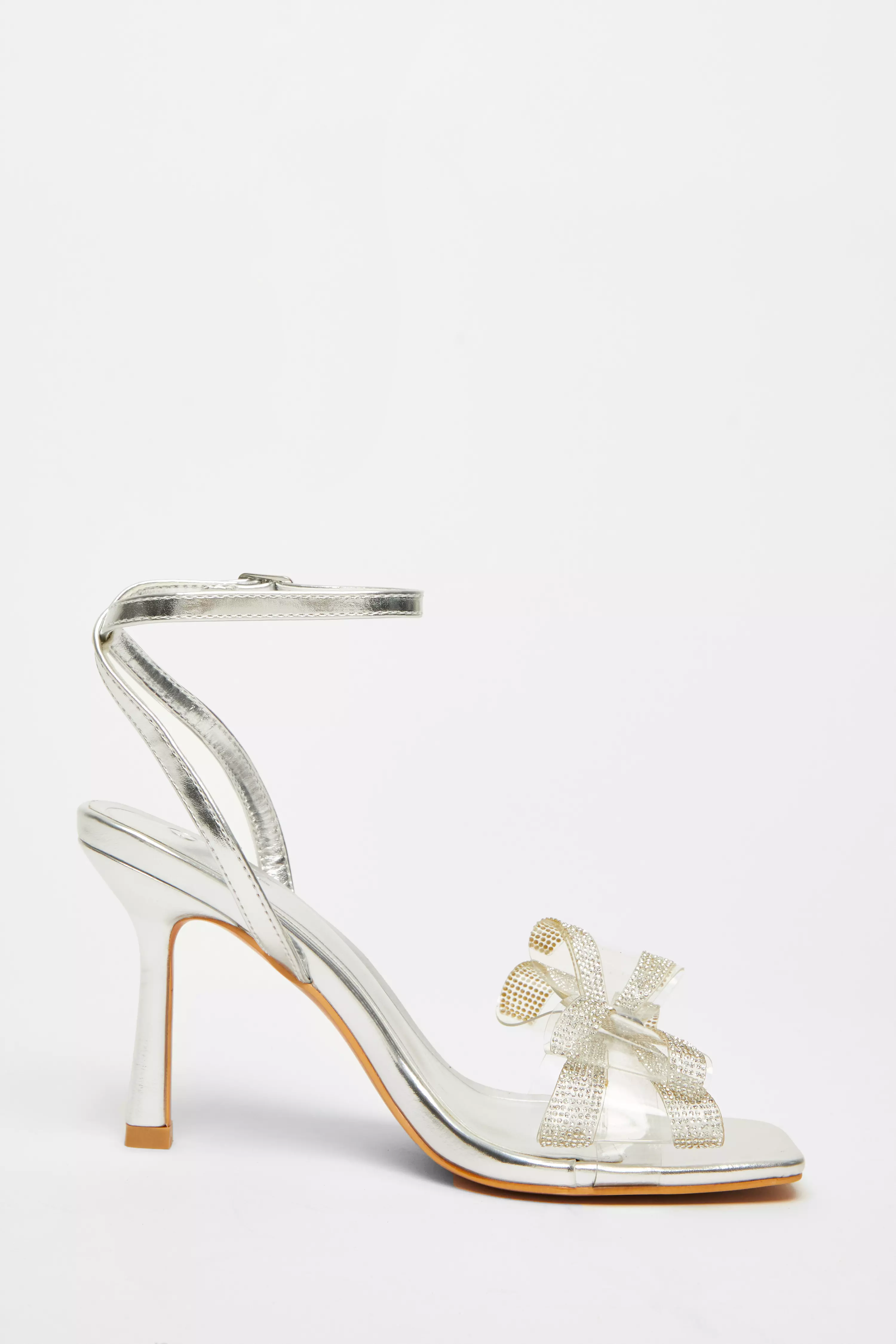 Silver Diamante Bow Heels