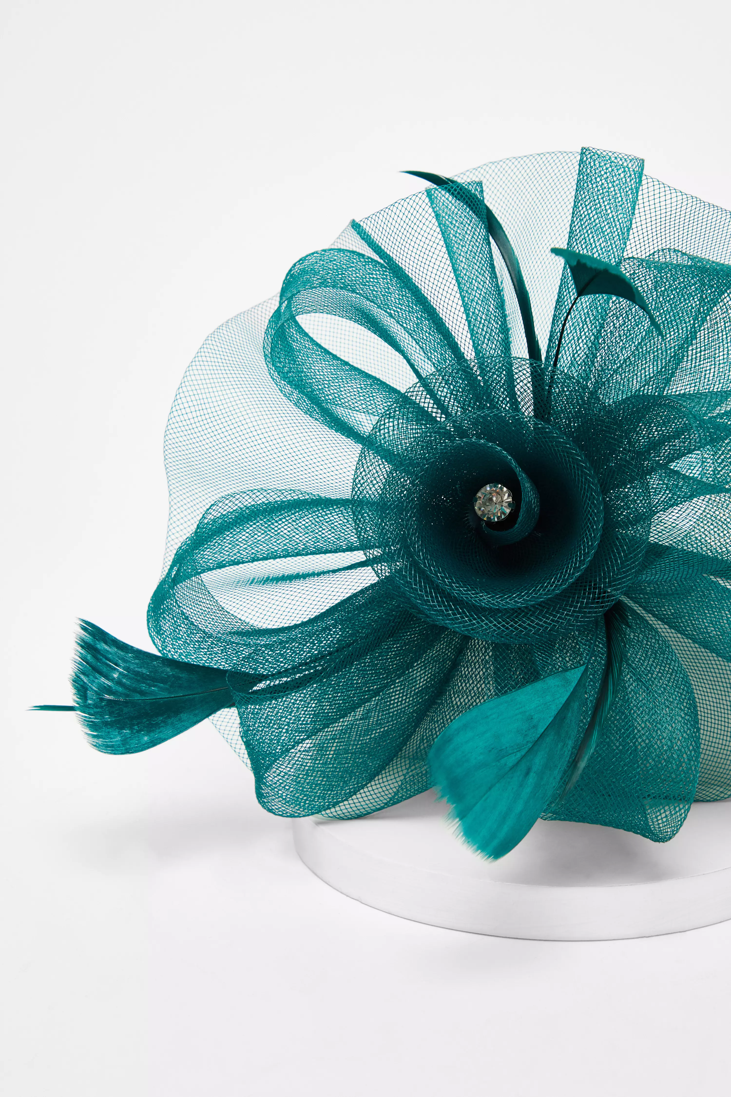 Green Flower Diamante Headband Fascinator