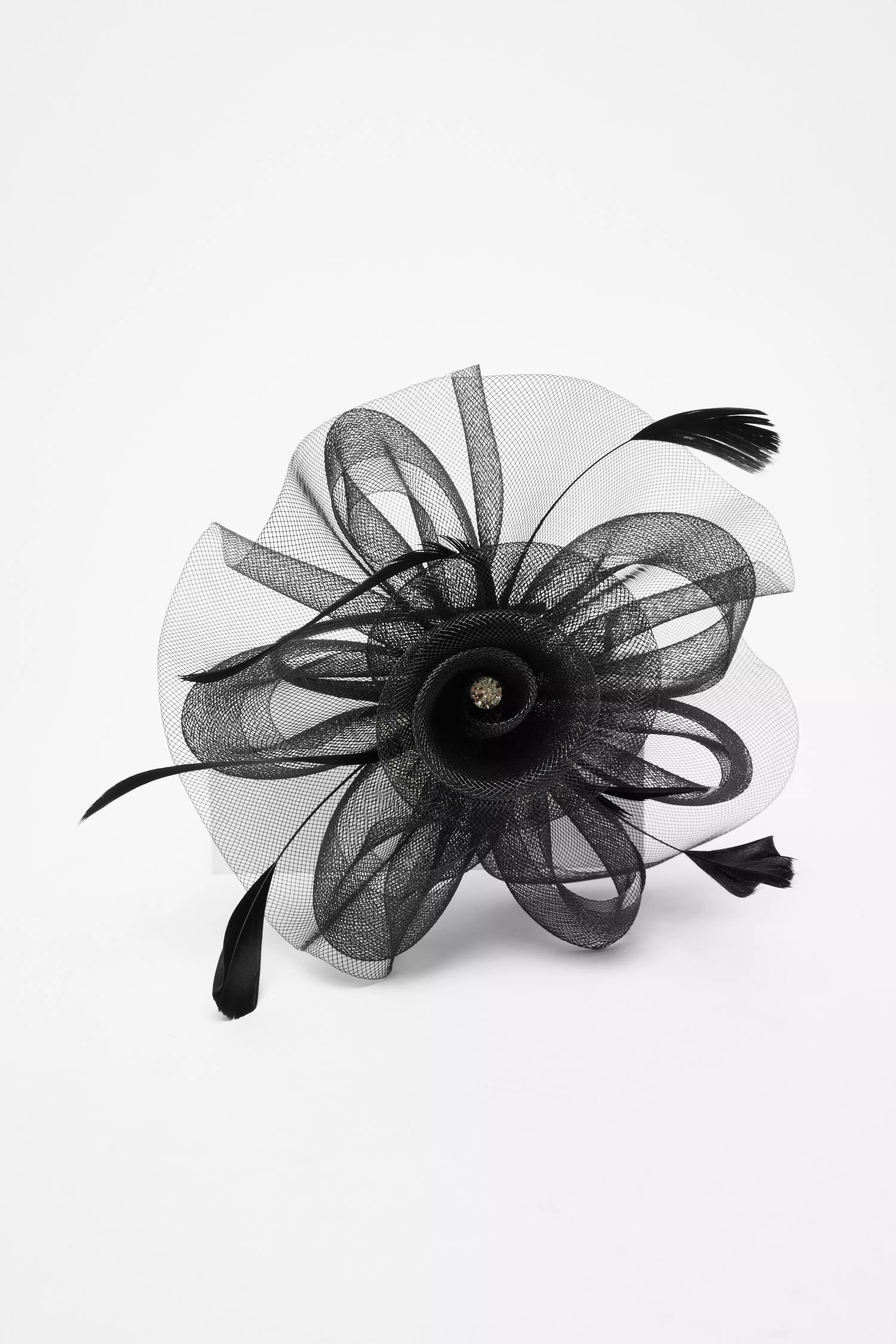 Black Flower Diamante Headband Fascinator