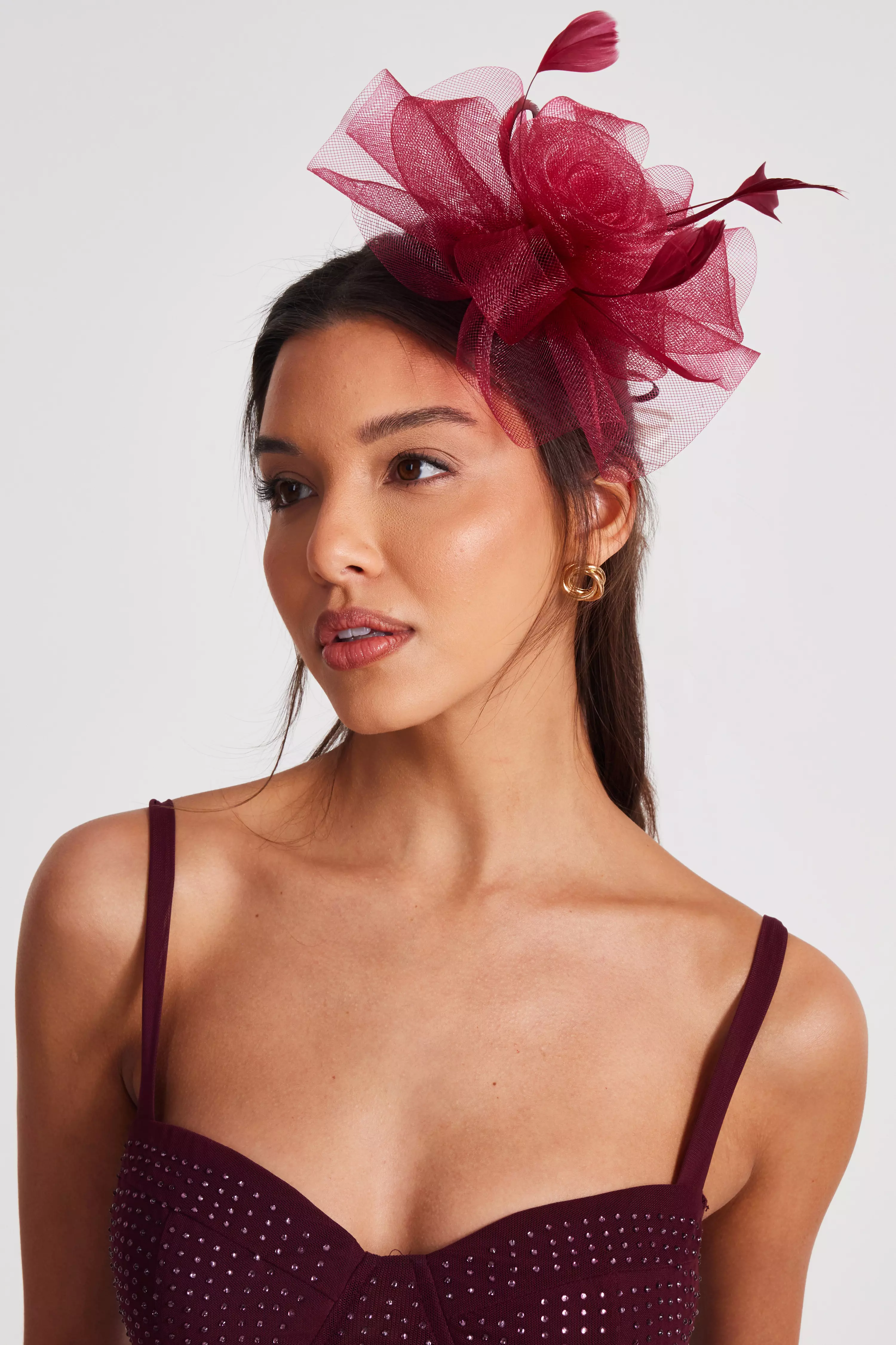 Berry Flower Diamante Headband Fascinator