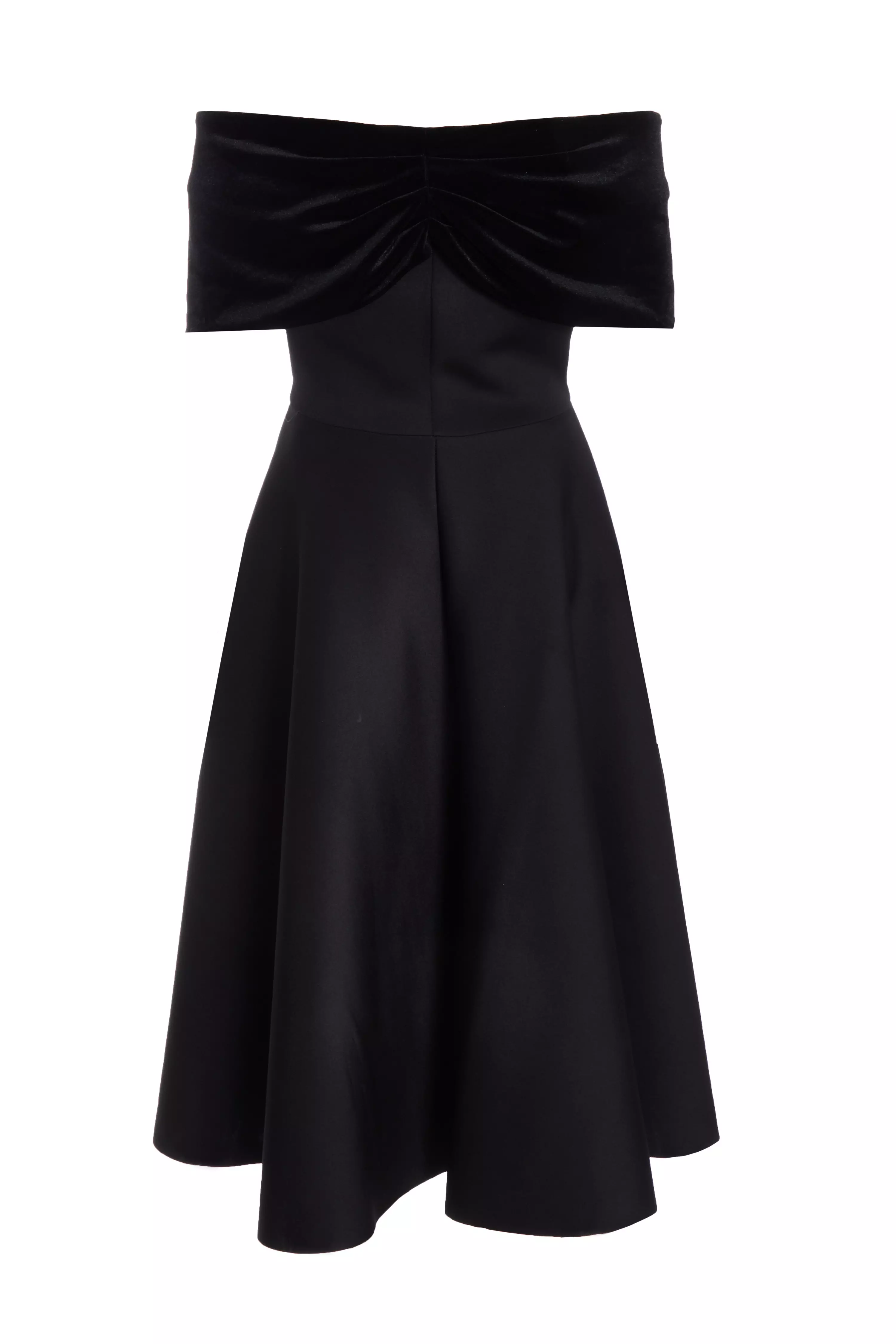 Black Velvet Neckline Skater Dress