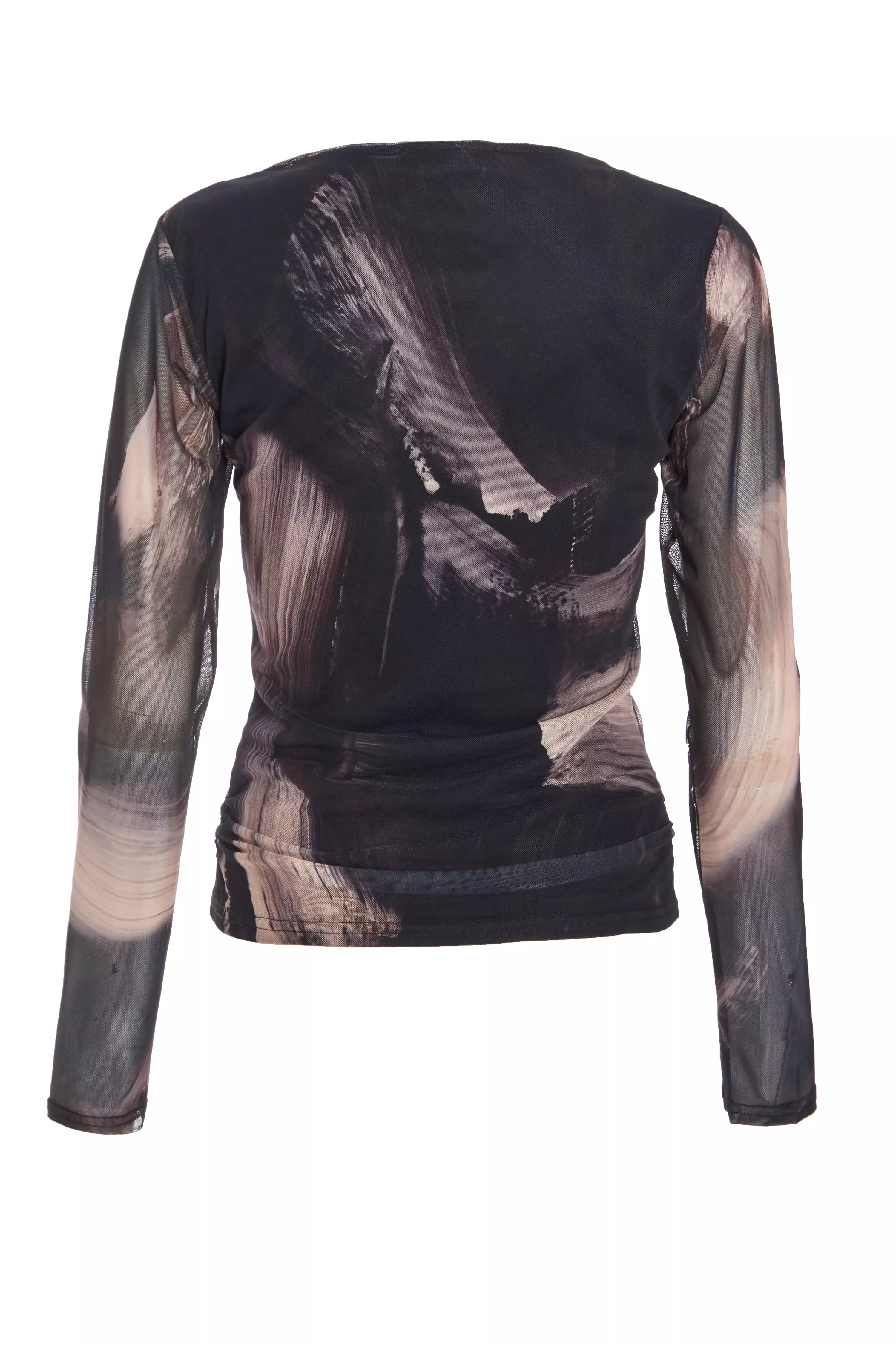 Black Mesh Marble Print Top