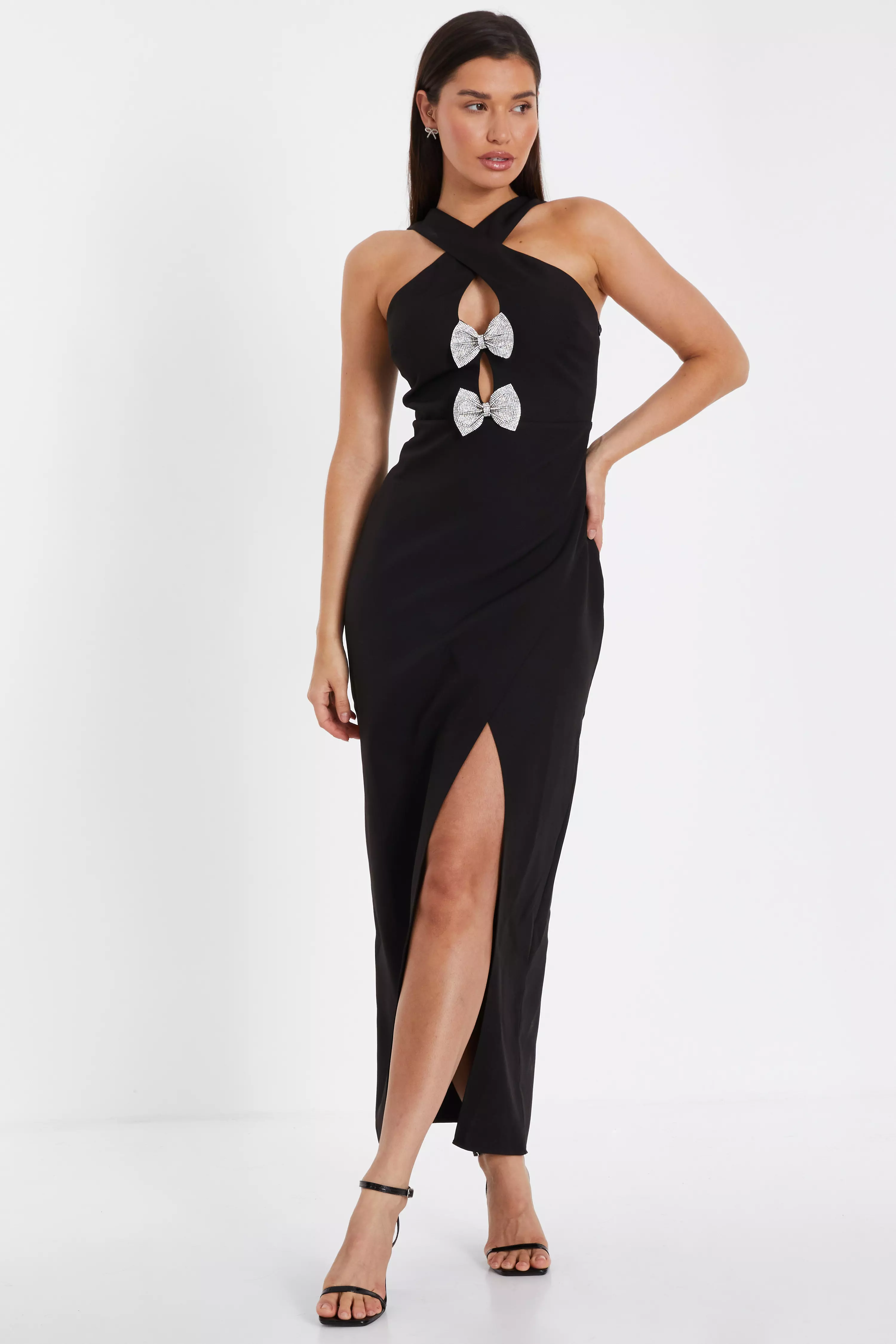 Black Bow Front Maxi Dress