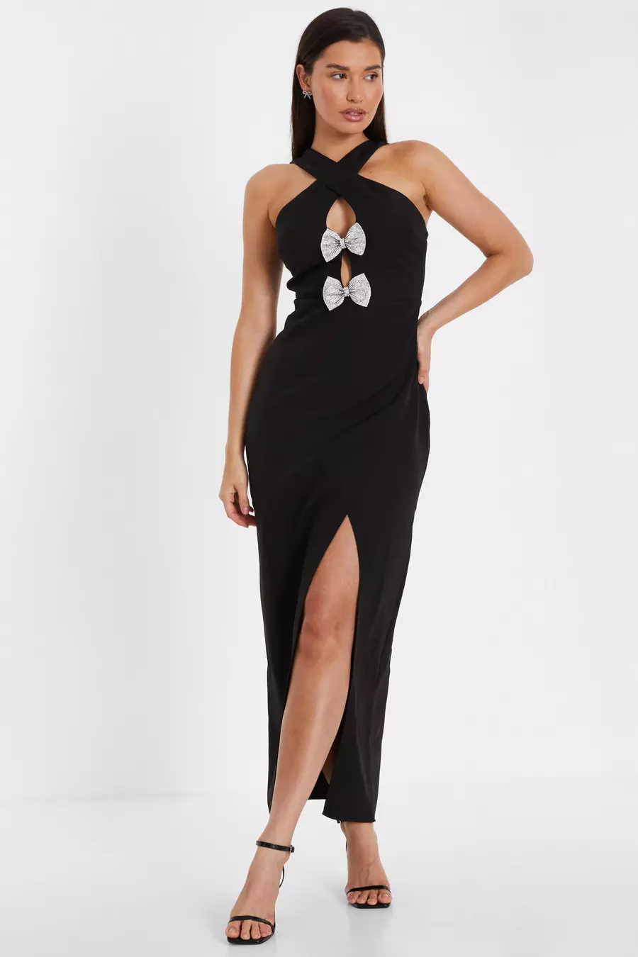 Black dress with bow on front hotsell