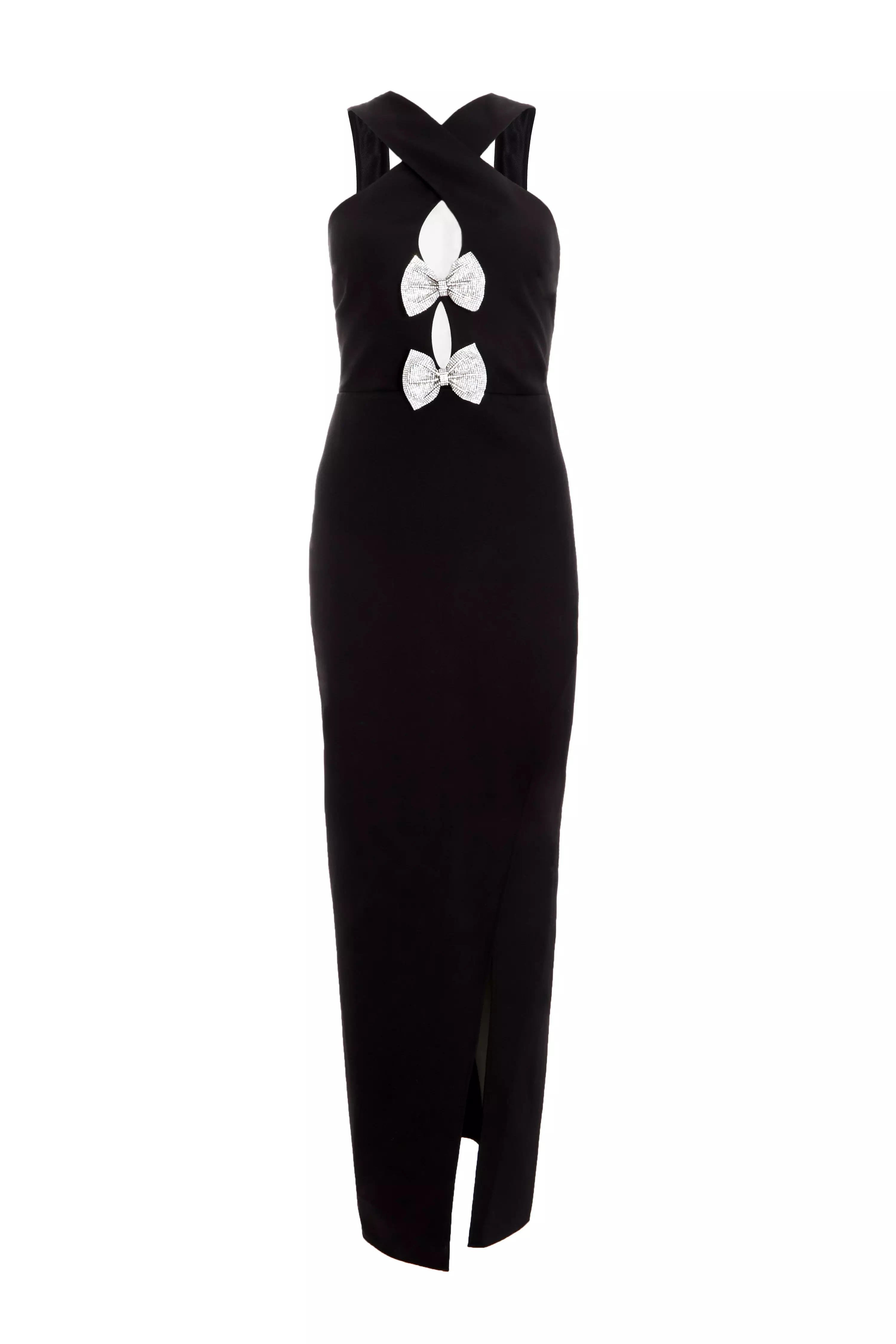 Black Bow Front Maxi Dress